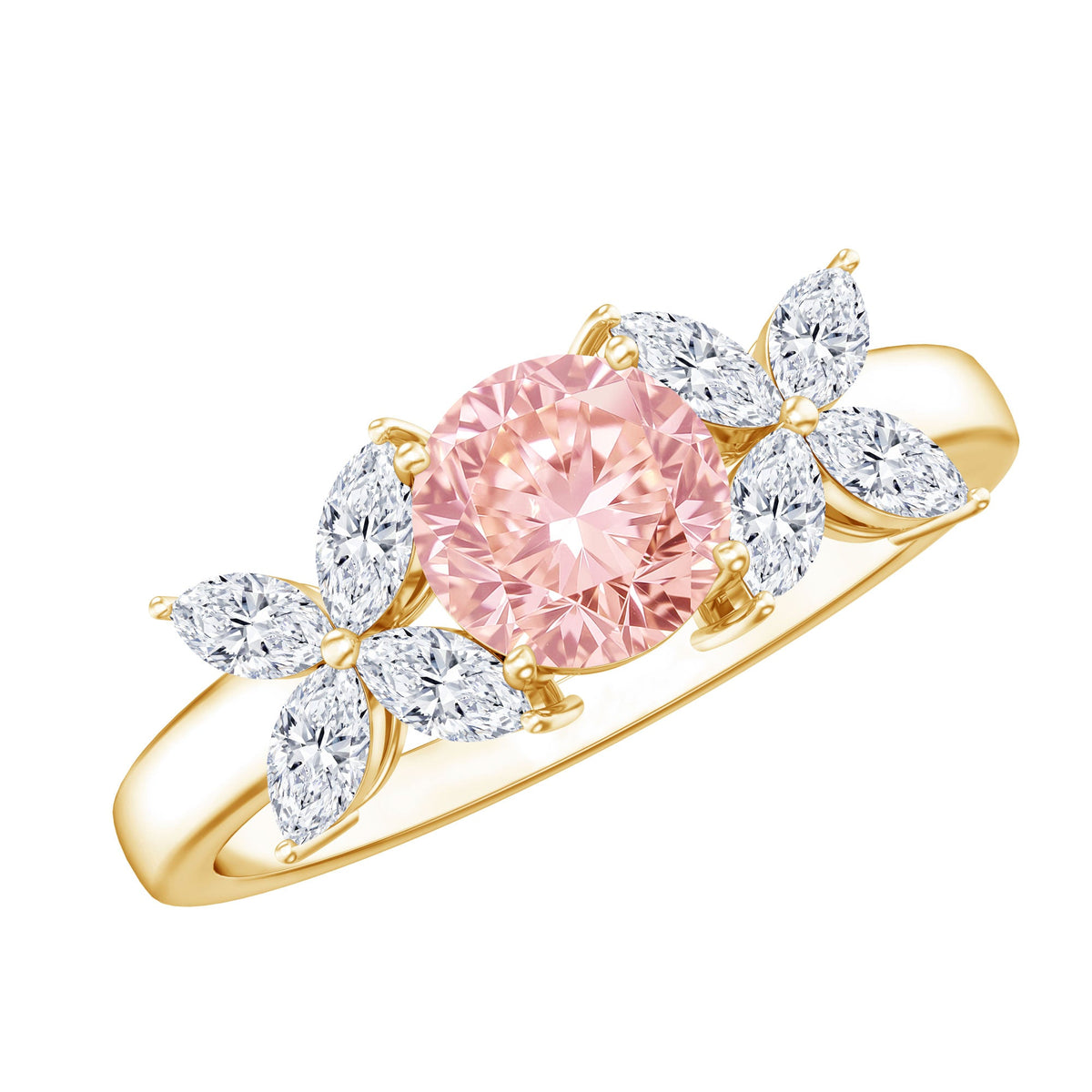 IGI Certified Lab Grown Pink White Diamond Flower Engagement Ring | Rings | Wiccan Center