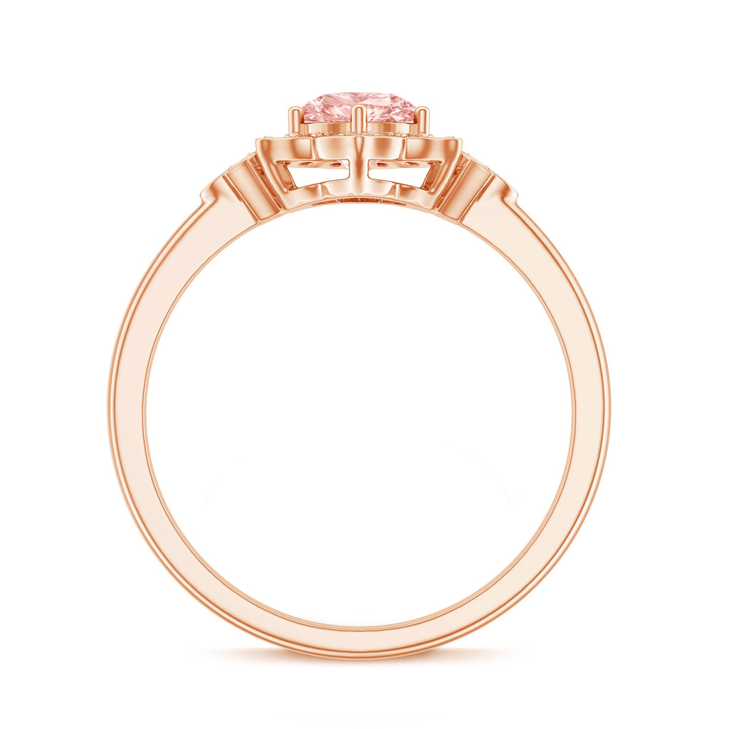 Pink and White Lab Grown Diamond Designer Engagement Ring with IGI Certificate