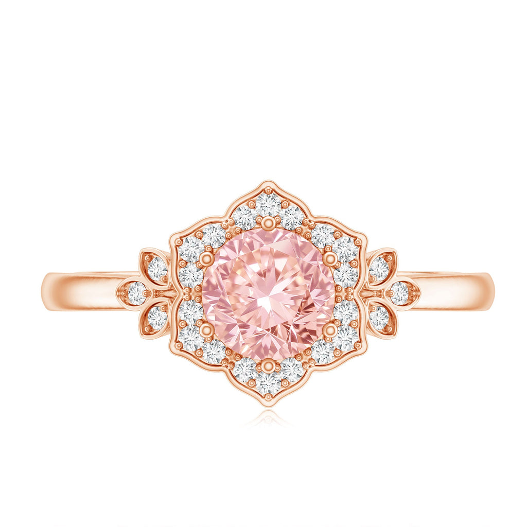 Pink and White Lab Grown Diamond Designer Engagement Ring with IGI Certificate
