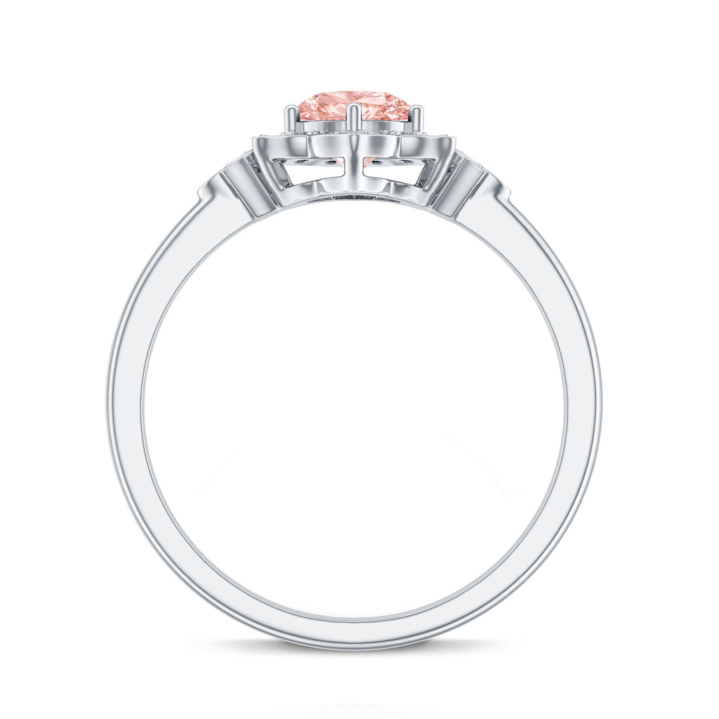 Pink and White Lab Grown Diamond Designer Engagement Ring with IGI Certificate