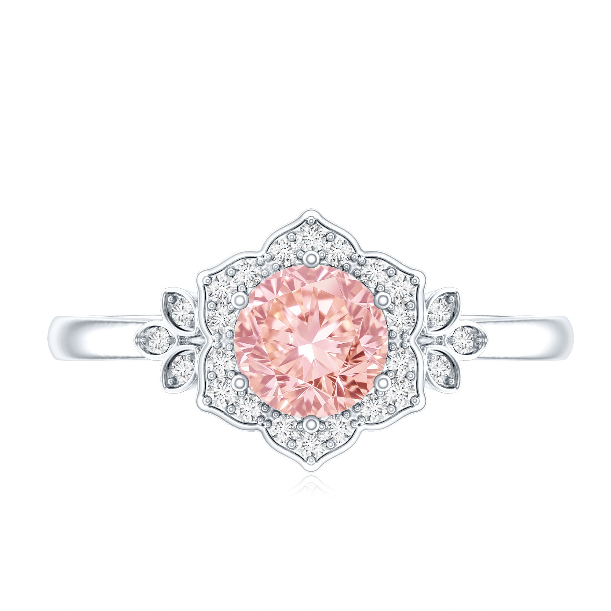 Pink and White Lab Grown Diamond Designer Engagement Ring with IGI Certificate