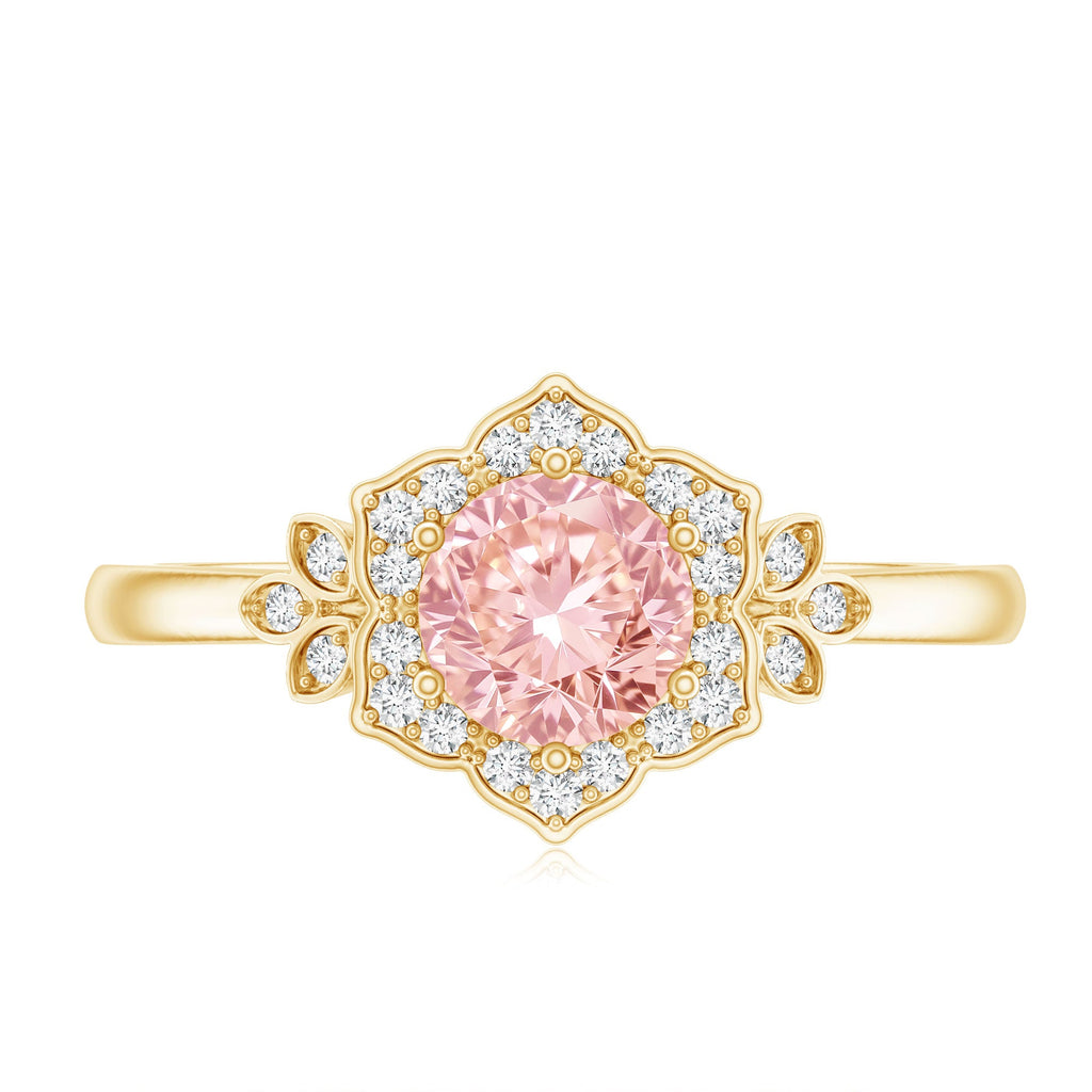 Pink and White Lab Grown Diamond Designer Engagement Ring with IGI Certificate