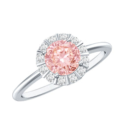 Fancy Intense Pink Lab Grown Diamond Halo Engagement Ring with IGI Certificate | Rings | Wiccan Center