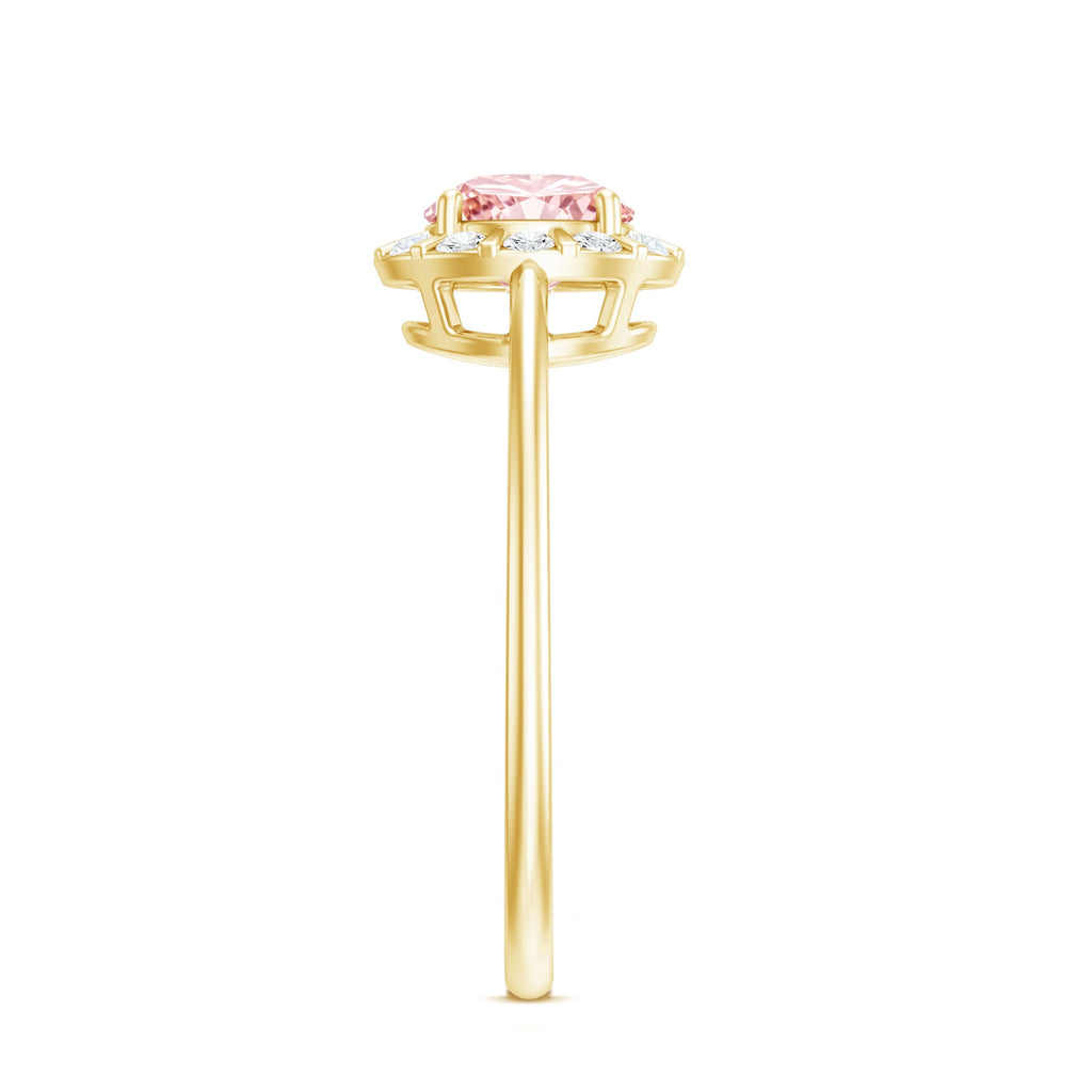 Fancy Intense Pink Lab Grown Diamond Halo Engagement Ring with IGI Certificate