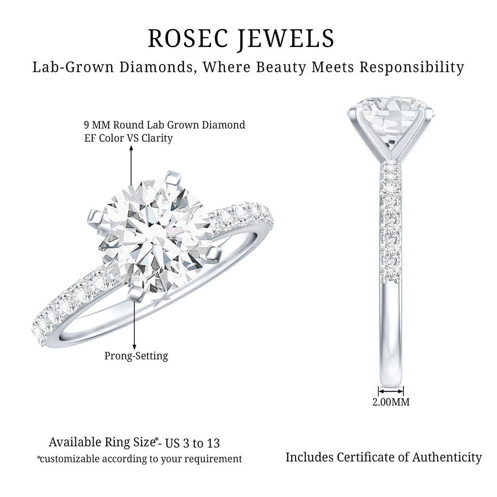 IGI Certified 3 Carat Lab Grown Diamond Statement Ring for Women