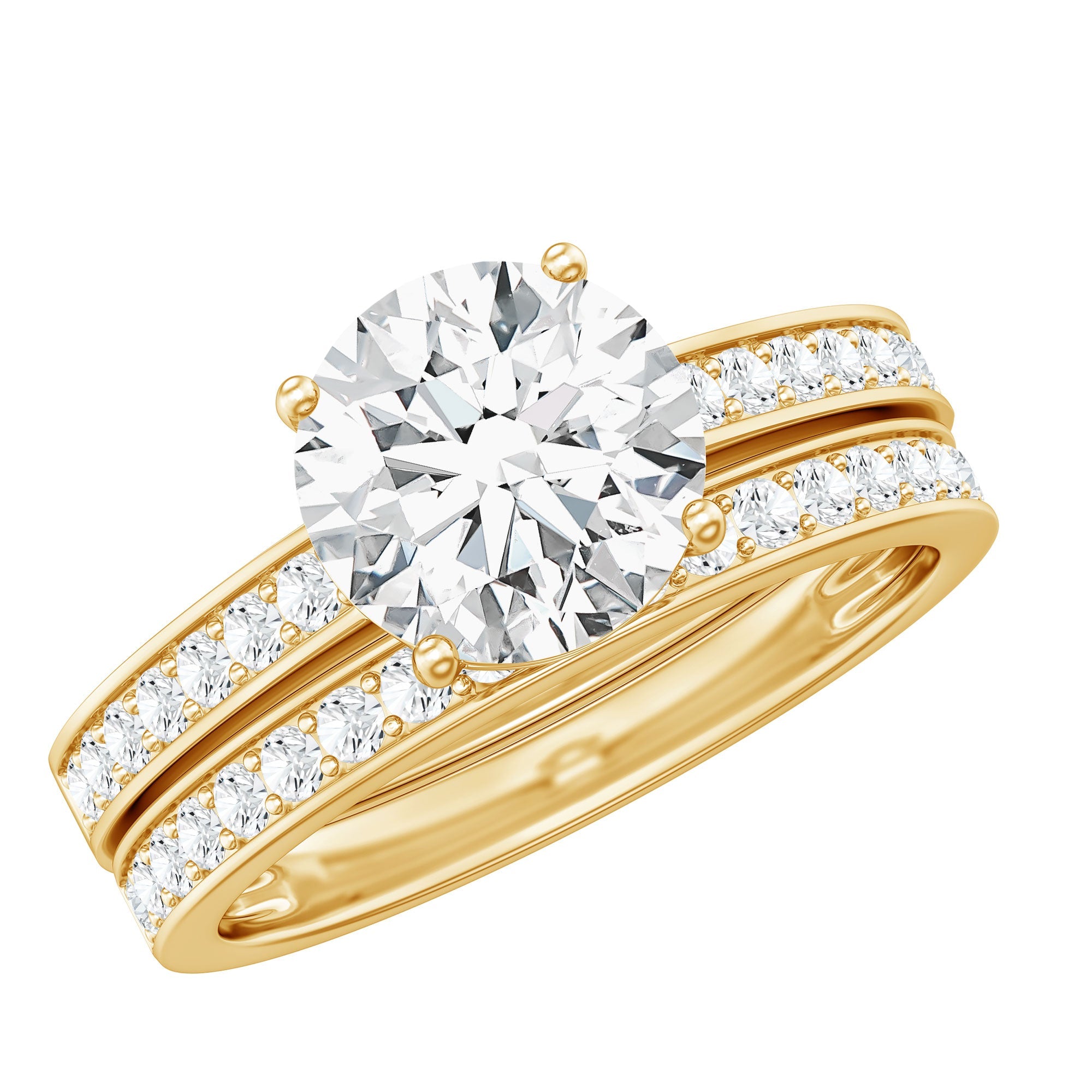 Certified 2 Carat Moissanite Solitaire Wedding Ring Set | Rings | Wiccan Center