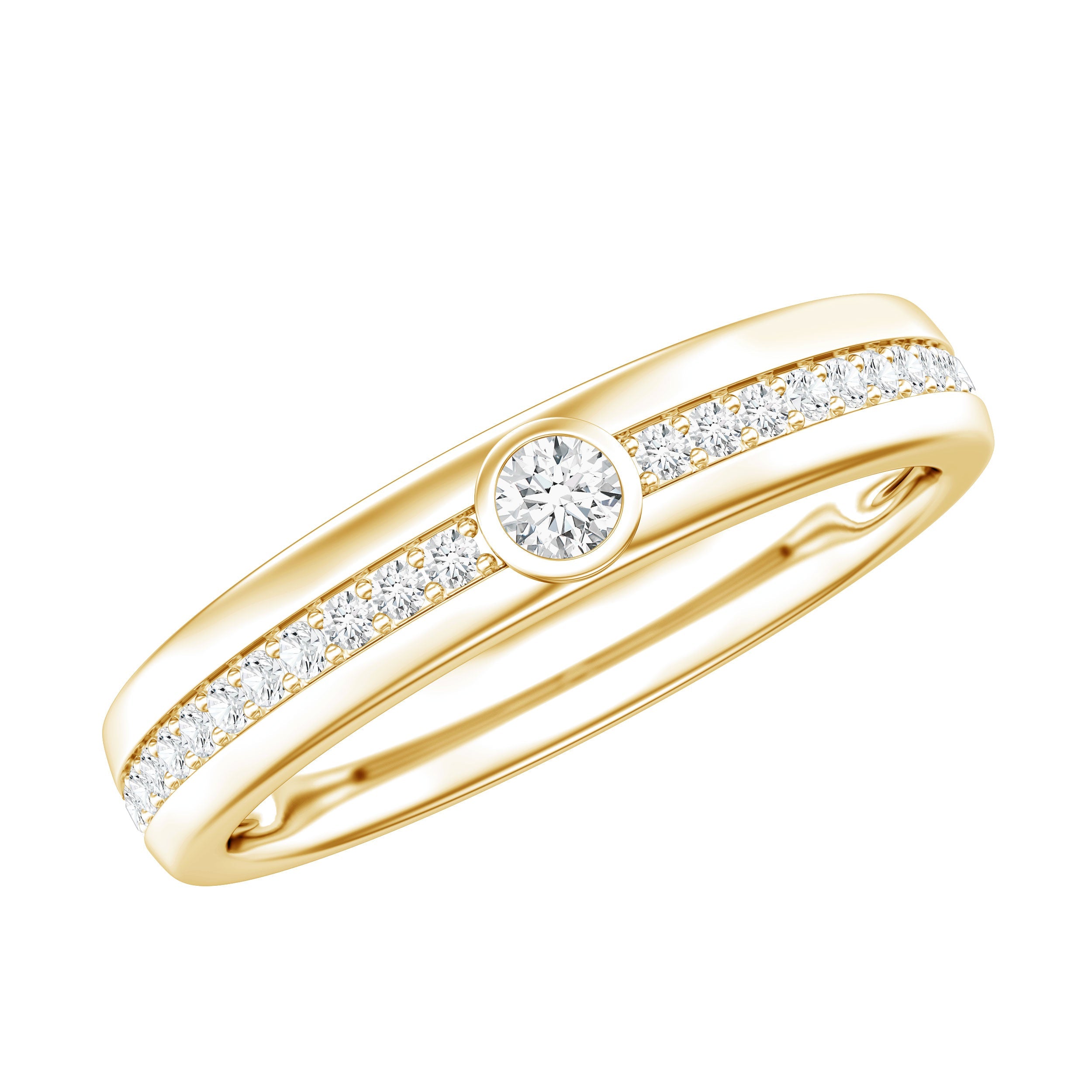 Bezel Set Diamond Unisex Wedding Band | Rings | Wiccan Center