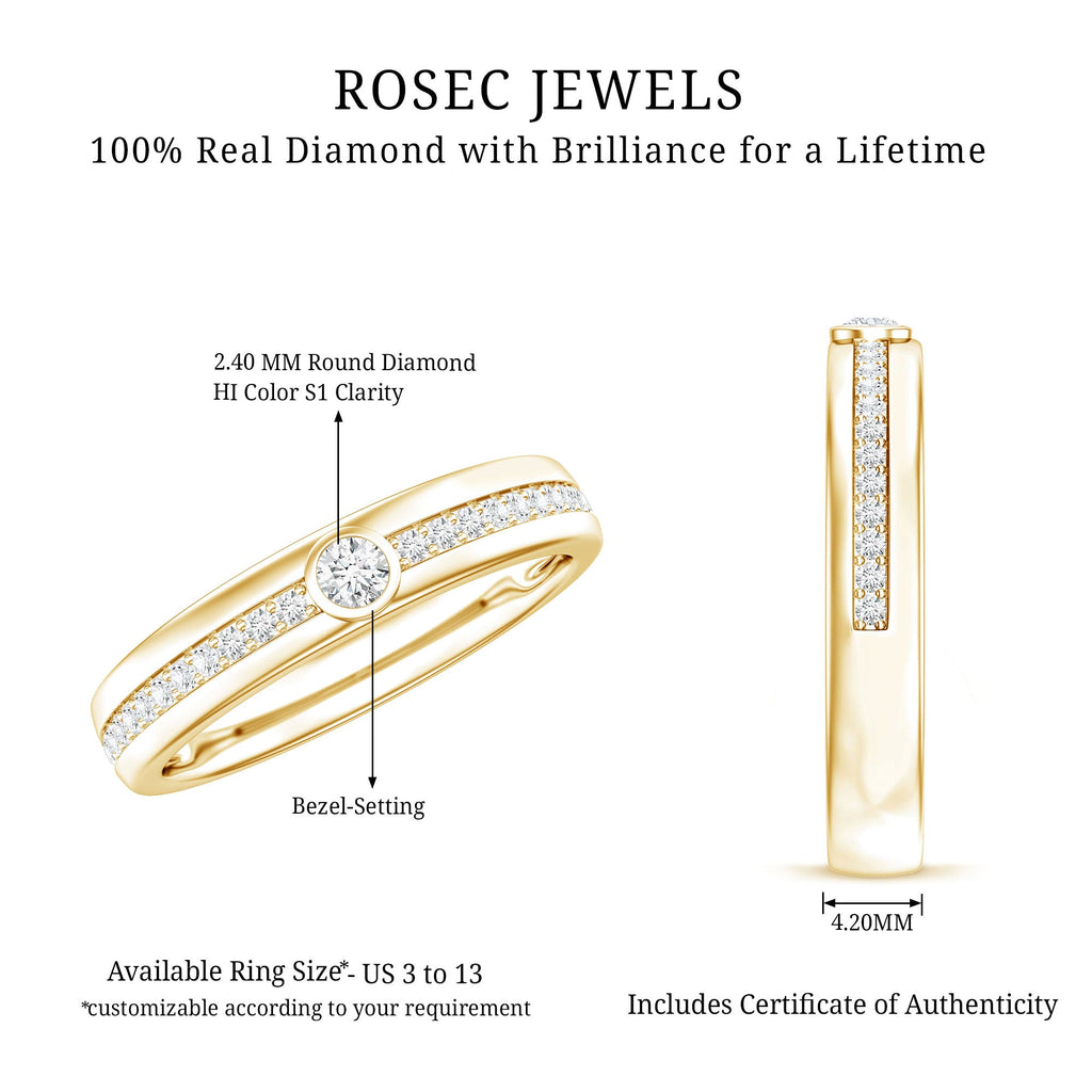 Bezel Set Diamond Unisex Wedding Band