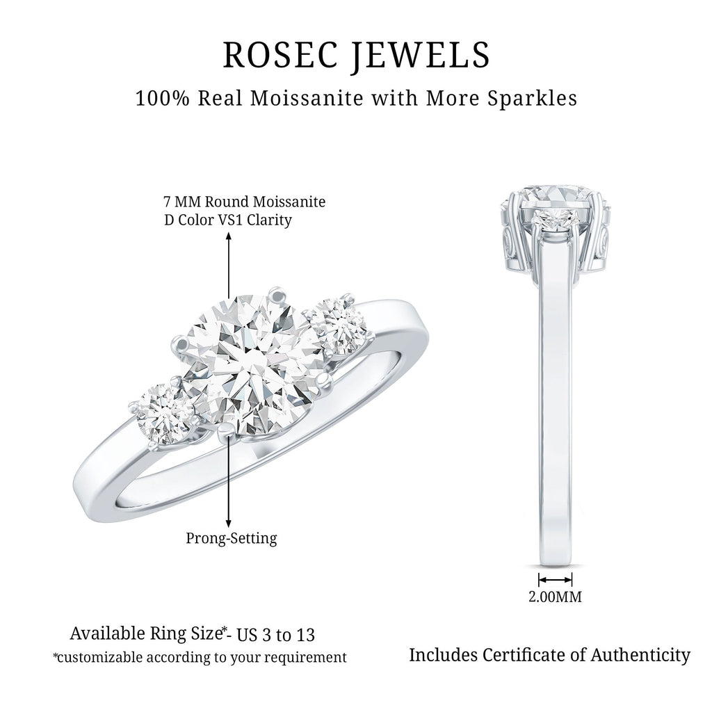 Moissanite Three Stone Round Engagement ring