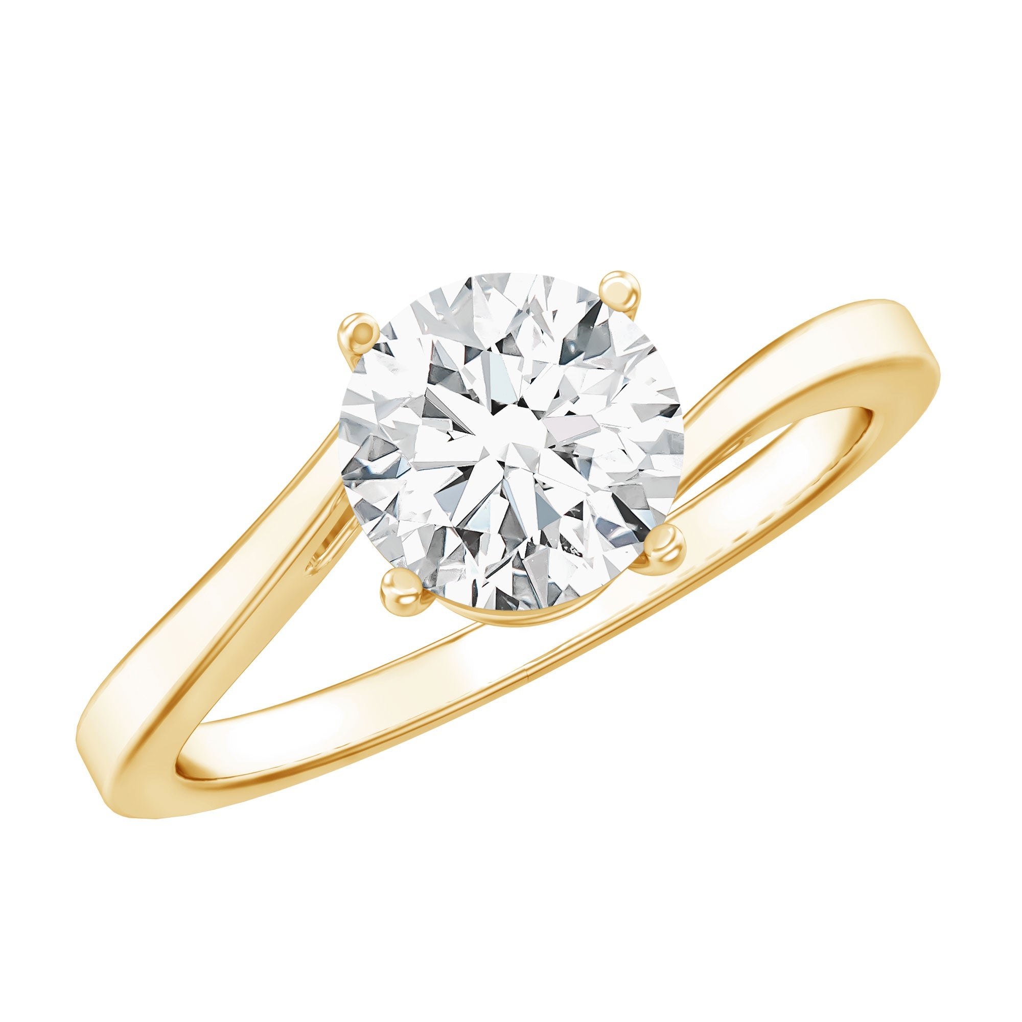 Certified Moissanite Solitaire Engagement Ring with Bypass Shank | Rings | Wiccan Center