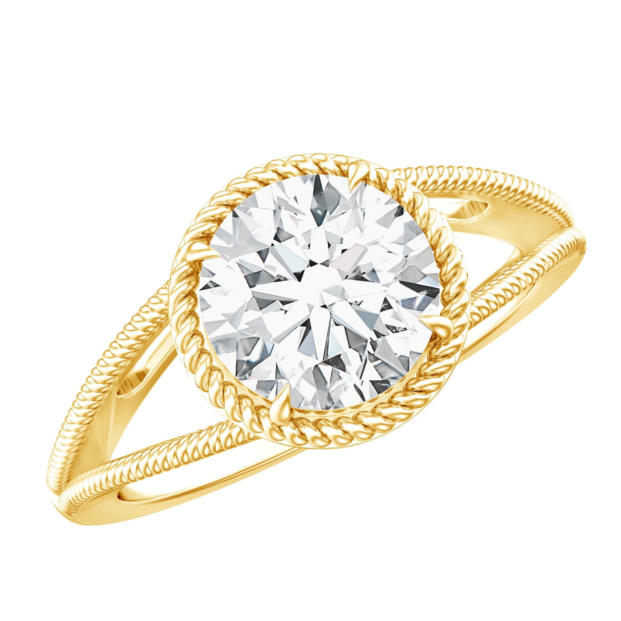 2 CT Round Cut Moissanite Solitaire Engagement Ring with Split Shank | Rings | Wiccan Center