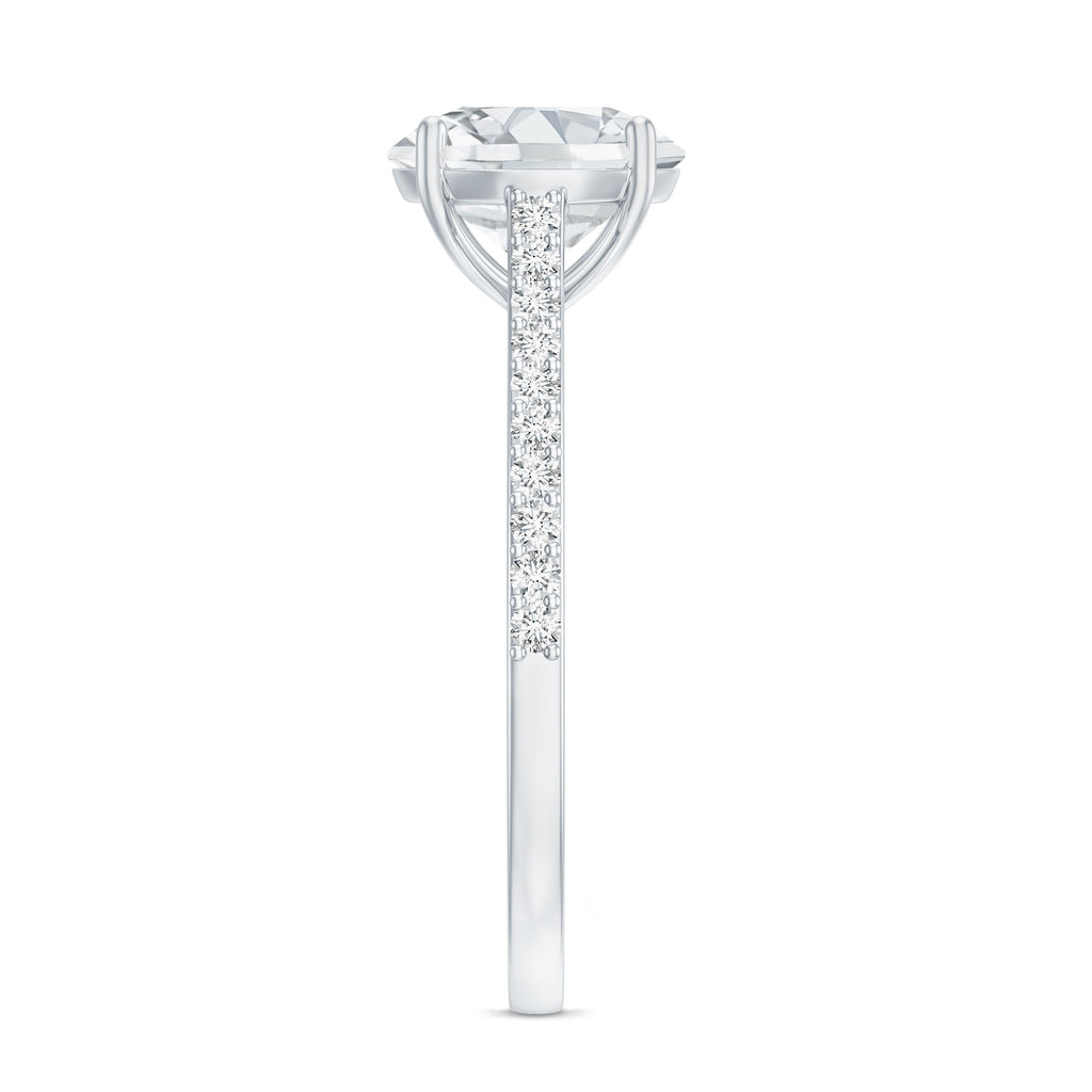 Certified Moissanite Round Cut Solitaire Ring with Side Stones
