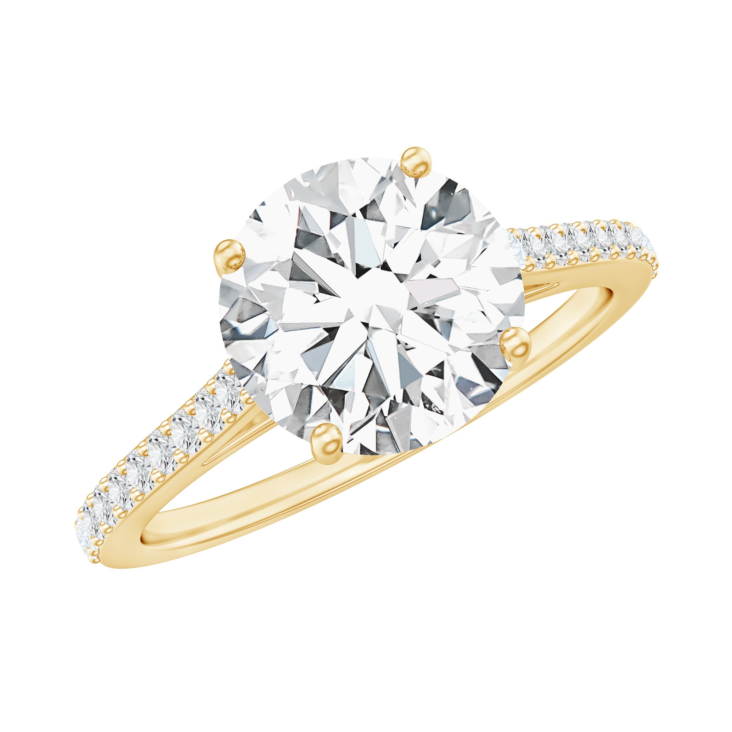 Certified Moissanite Round Cut Solitaire Ring with Side Stones | Rings | Wiccan Center