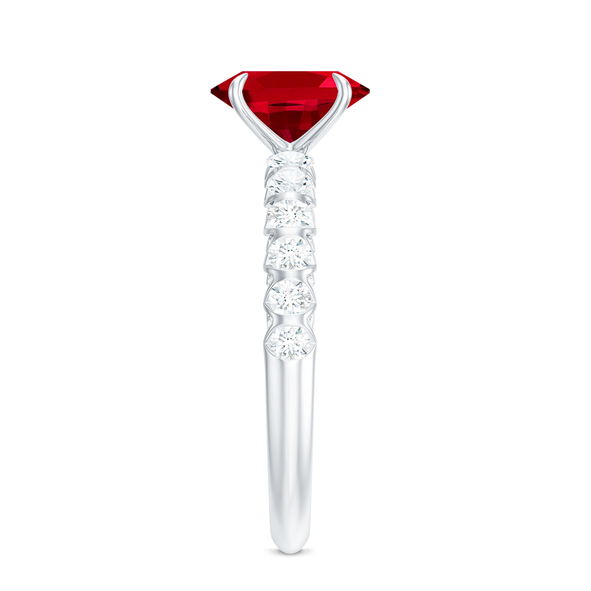 Certified 1.5 Carat Lab Grown Ruby Oval Engagement Ring with Diamond