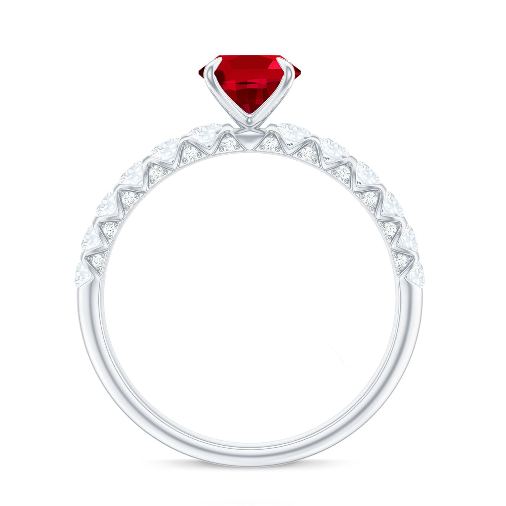 Certified 1.5 Carat Lab Grown Ruby Oval Engagement Ring with Diamond