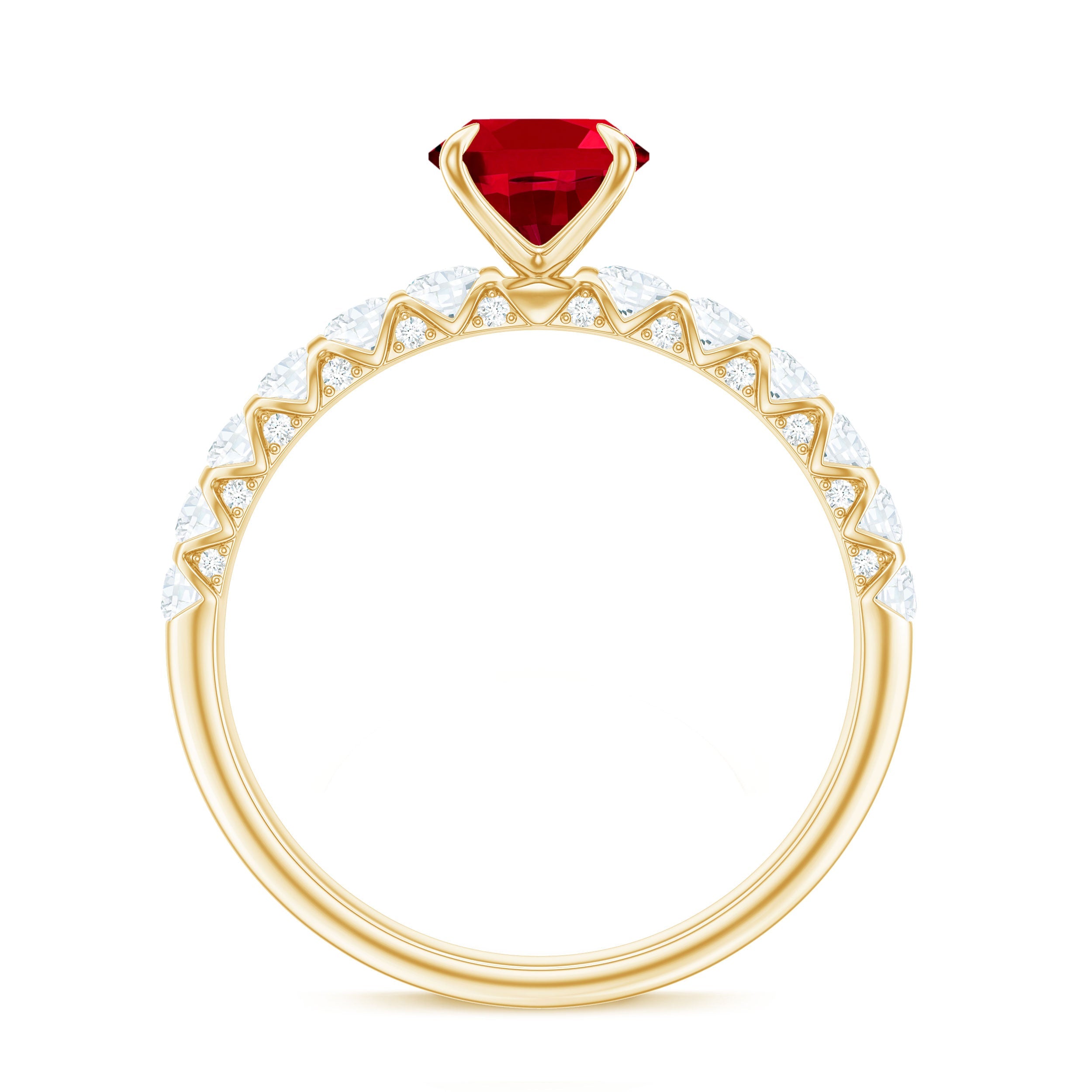 Certified 1.5 Carat Lab Grown Ruby Oval Engagement Ring with Diamond