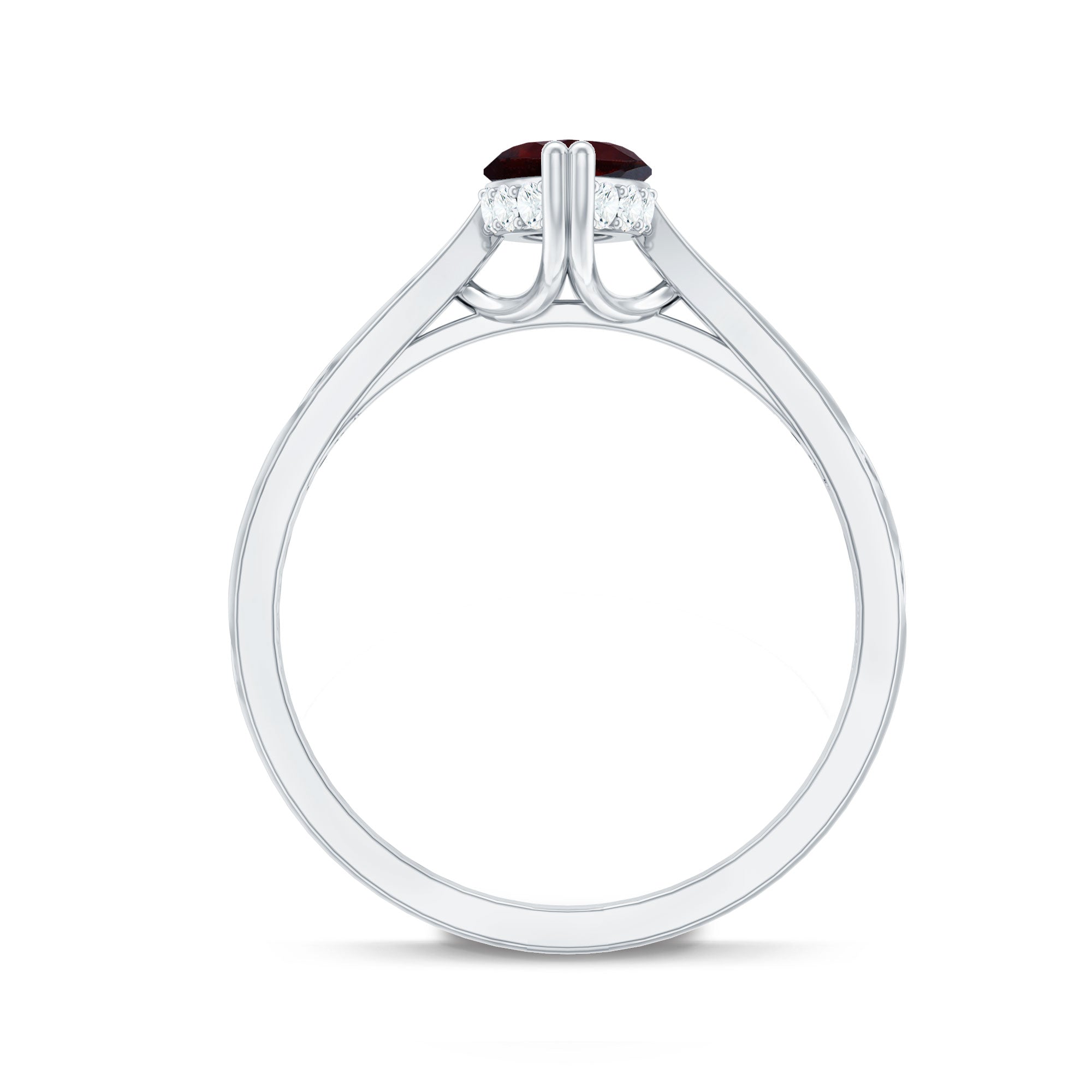 Natural Solitaire Garnet Marquise Engagement Ring with Diamond