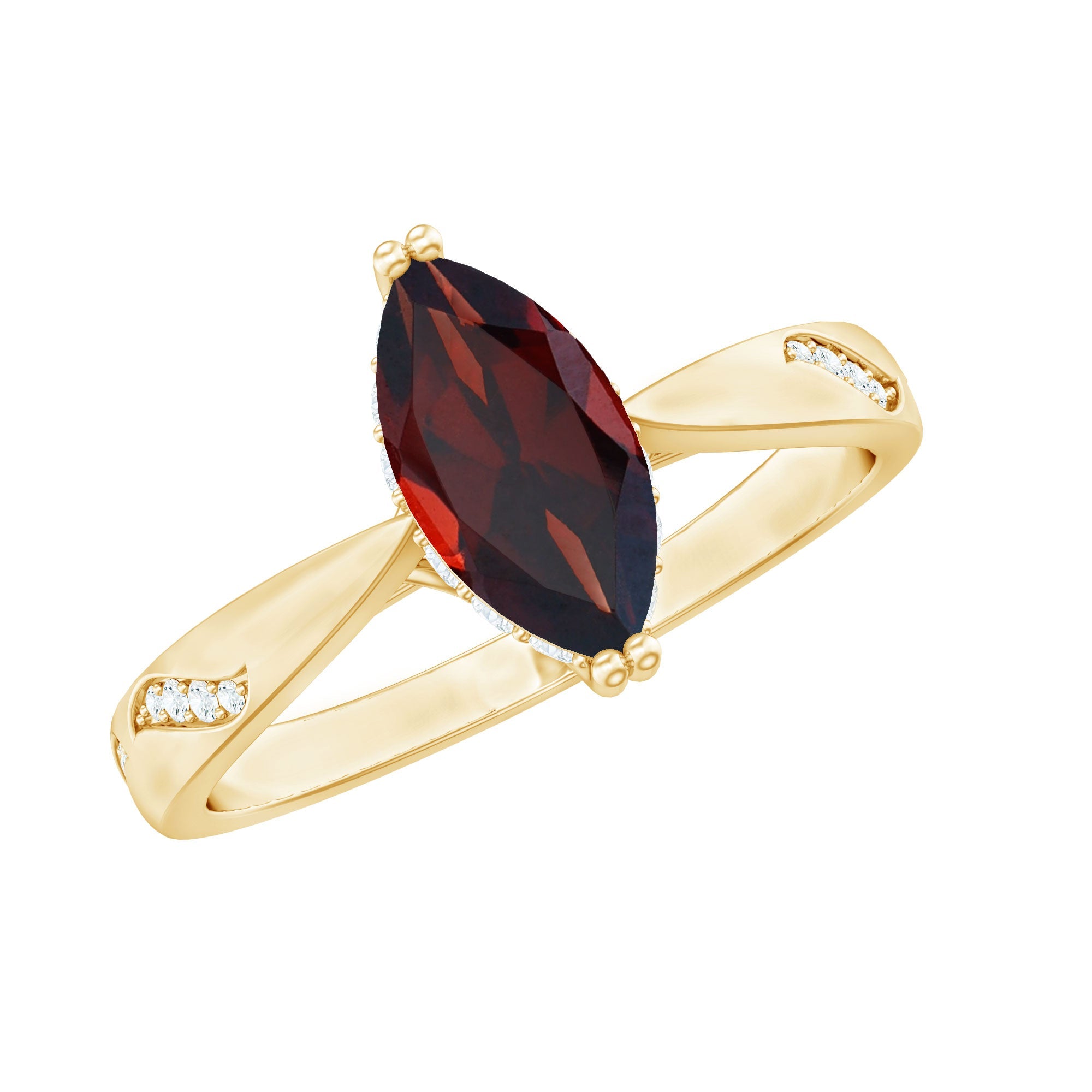 Natural Solitaire Garnet Marquise Engagement Ring with Diamond | Rings | Wiccan Center