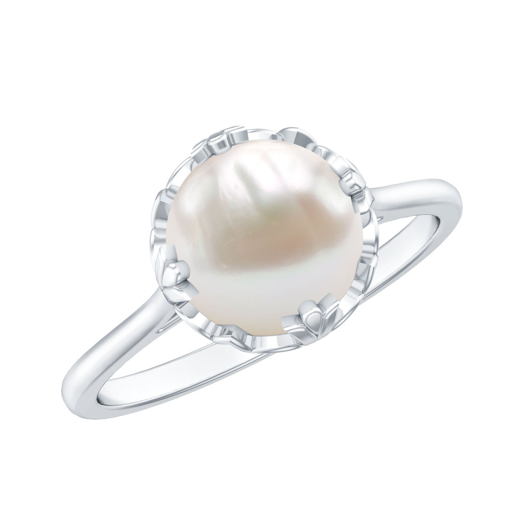 Cultured 7.4 Carat Freshwater Pearl Solitaire Engagement Ring