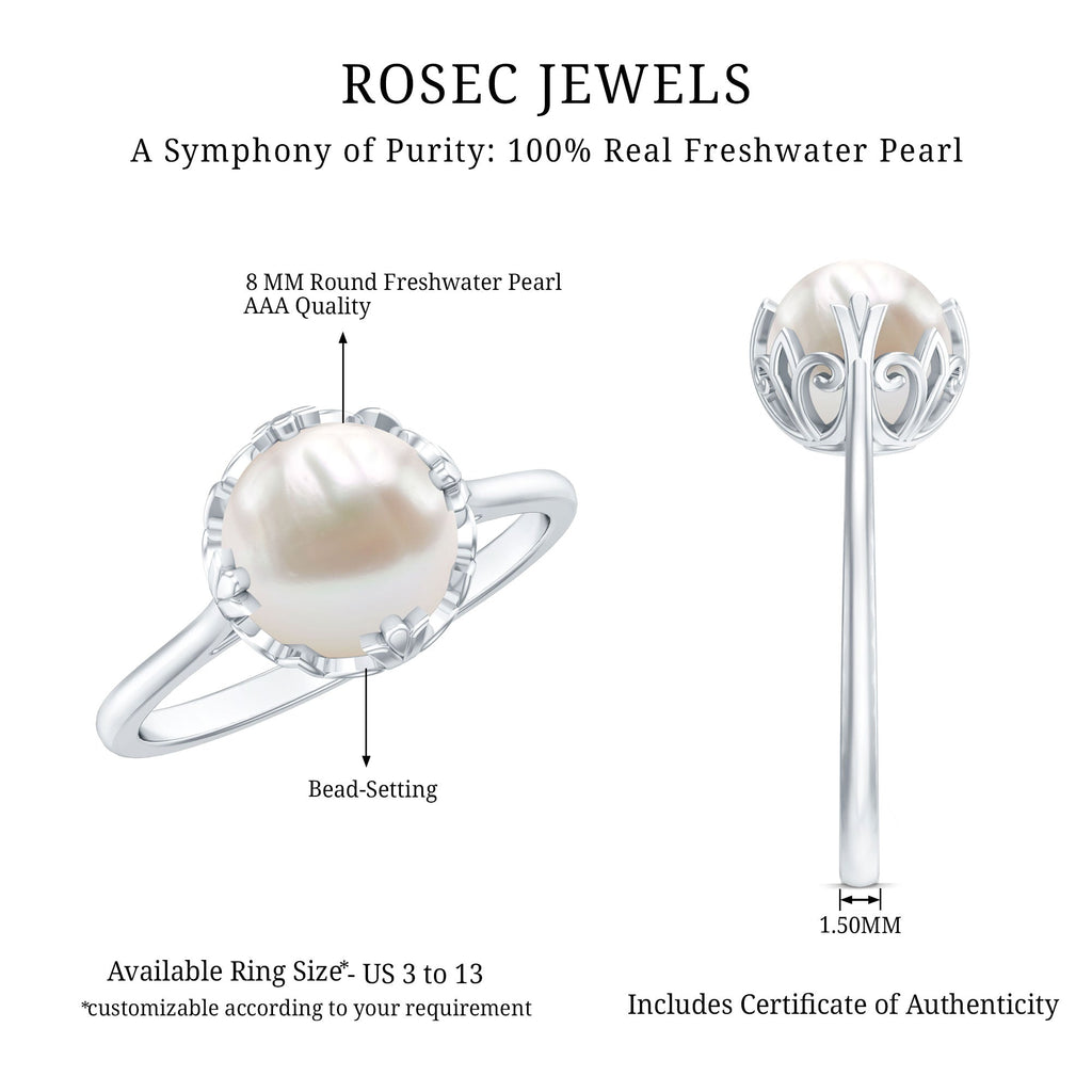 Cultured 7.4 Carat Freshwater Pearl Solitaire Engagement Ring