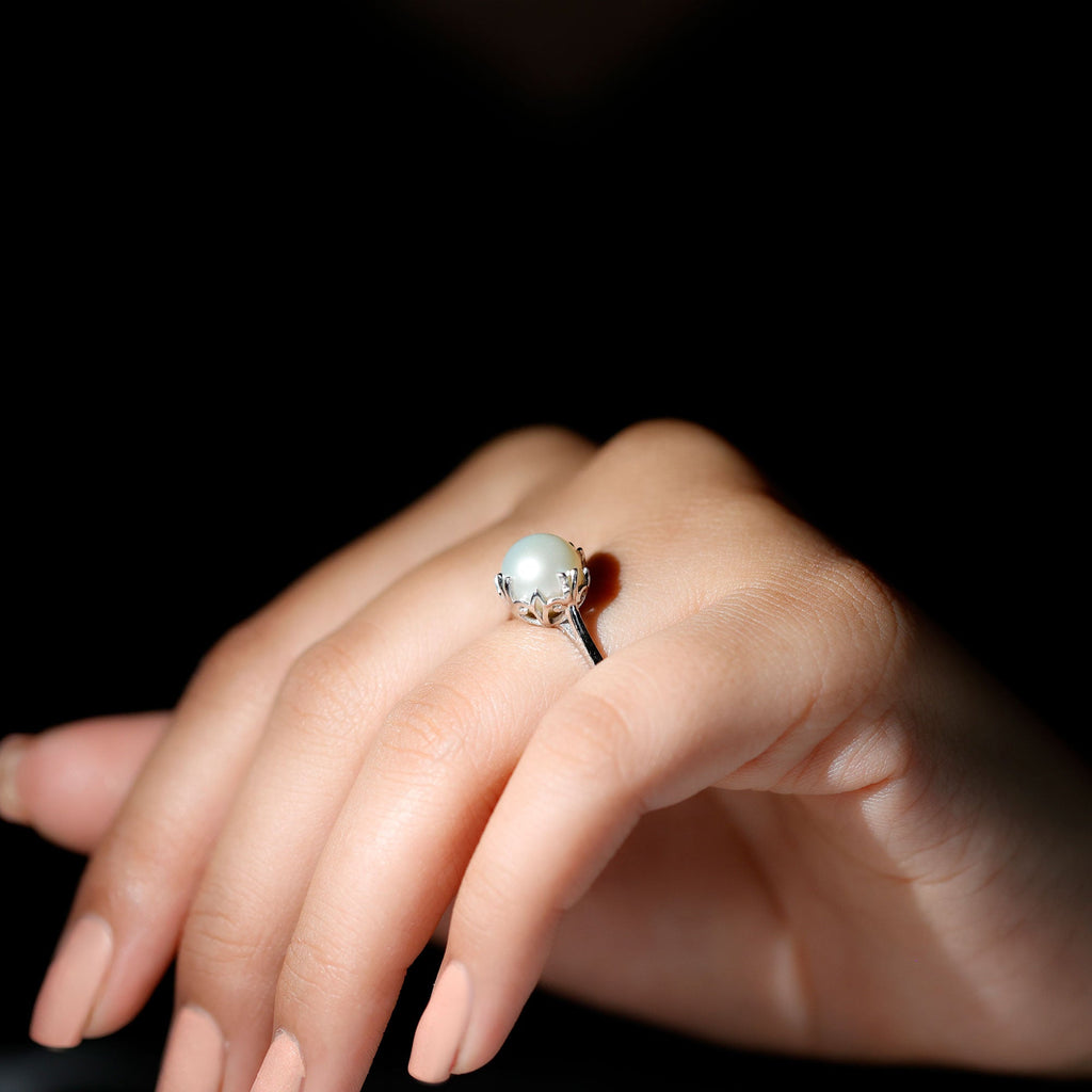 Cultured 7.4 Carat Freshwater Pearl Solitaire Engagement Ring