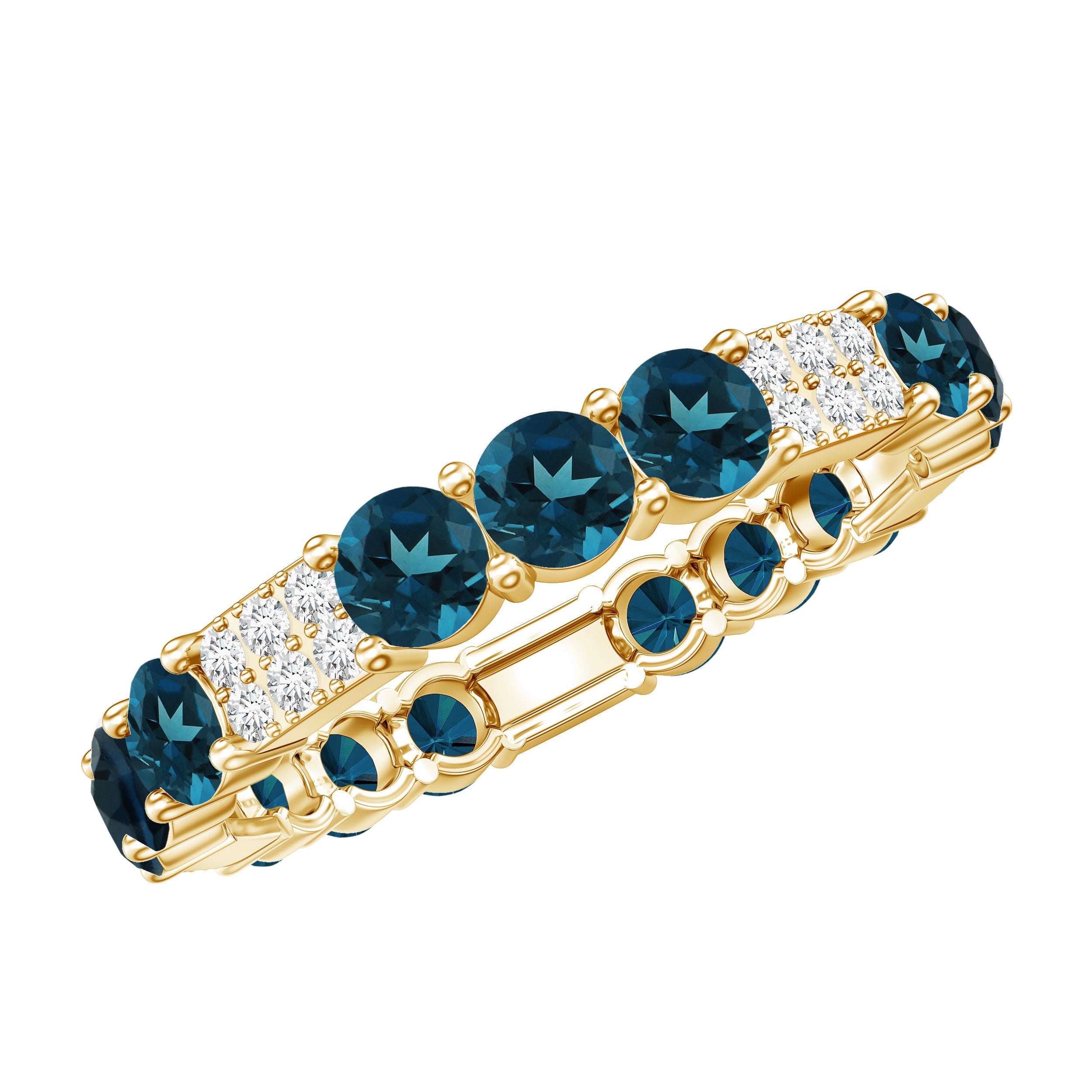 London Blue Topaz and Diamond Designer Full Eternity Band | Rings | Wiccan Center