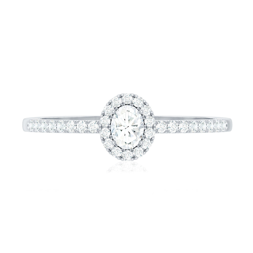 Certified Natural Diamond Oval Engagement Ring with Halo
