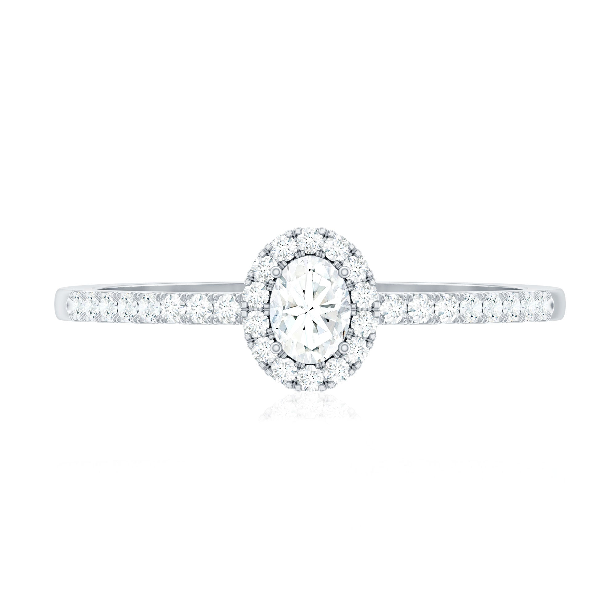 Certified Natural Diamond Oval Engagement Ring with Halo