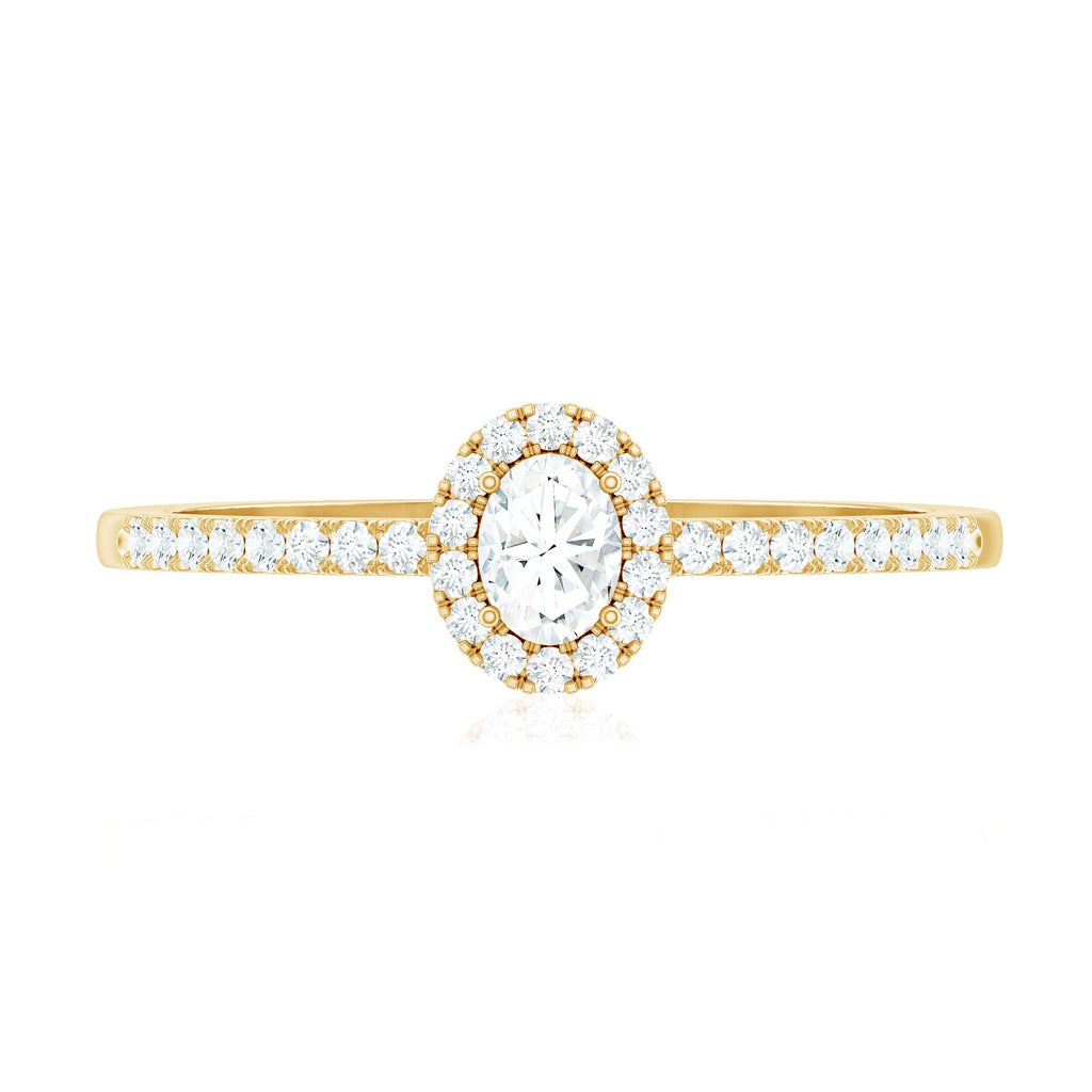 Certified Natural Diamond Oval Engagement Ring with Halo