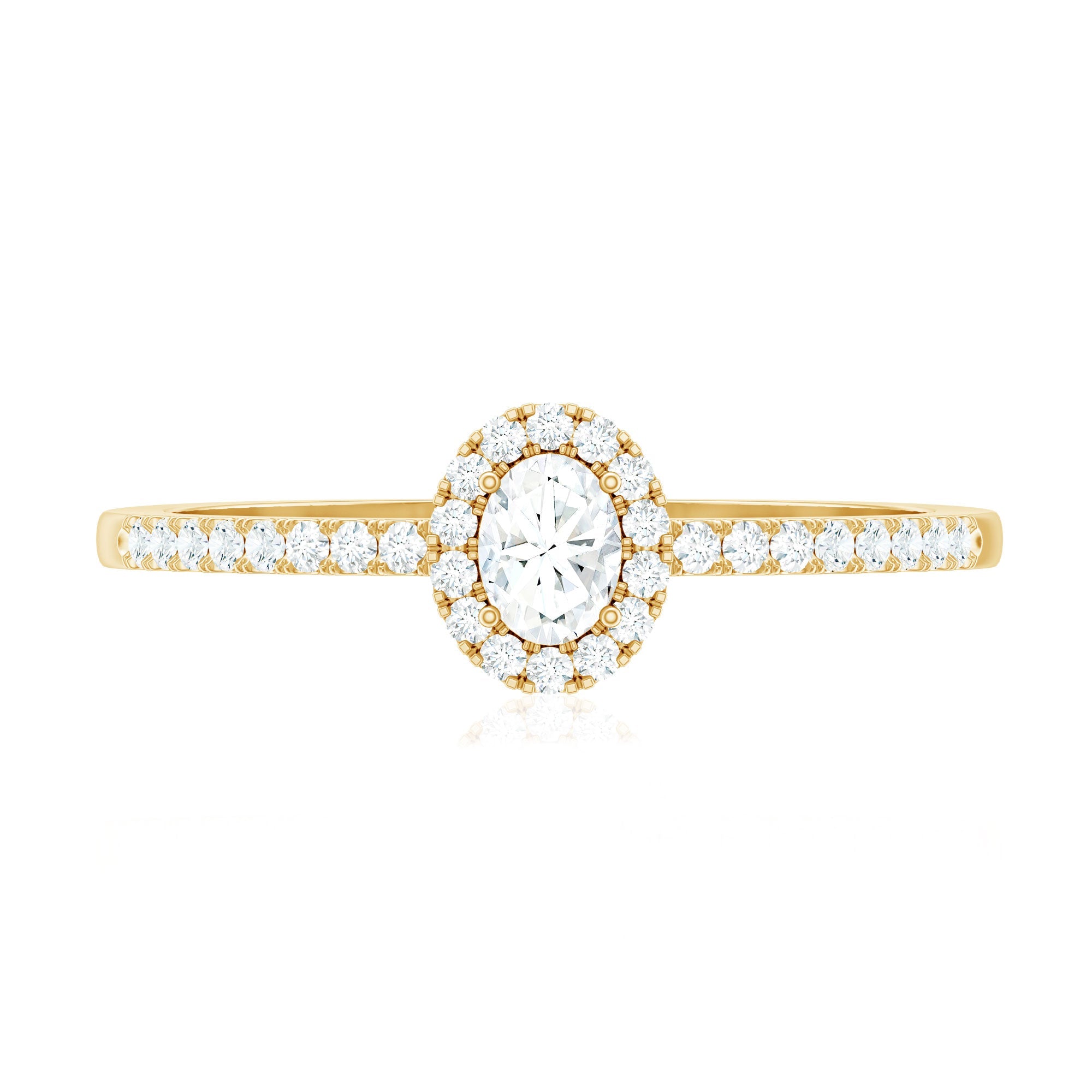 Certified Natural Diamond Oval Engagement Ring with Halo
