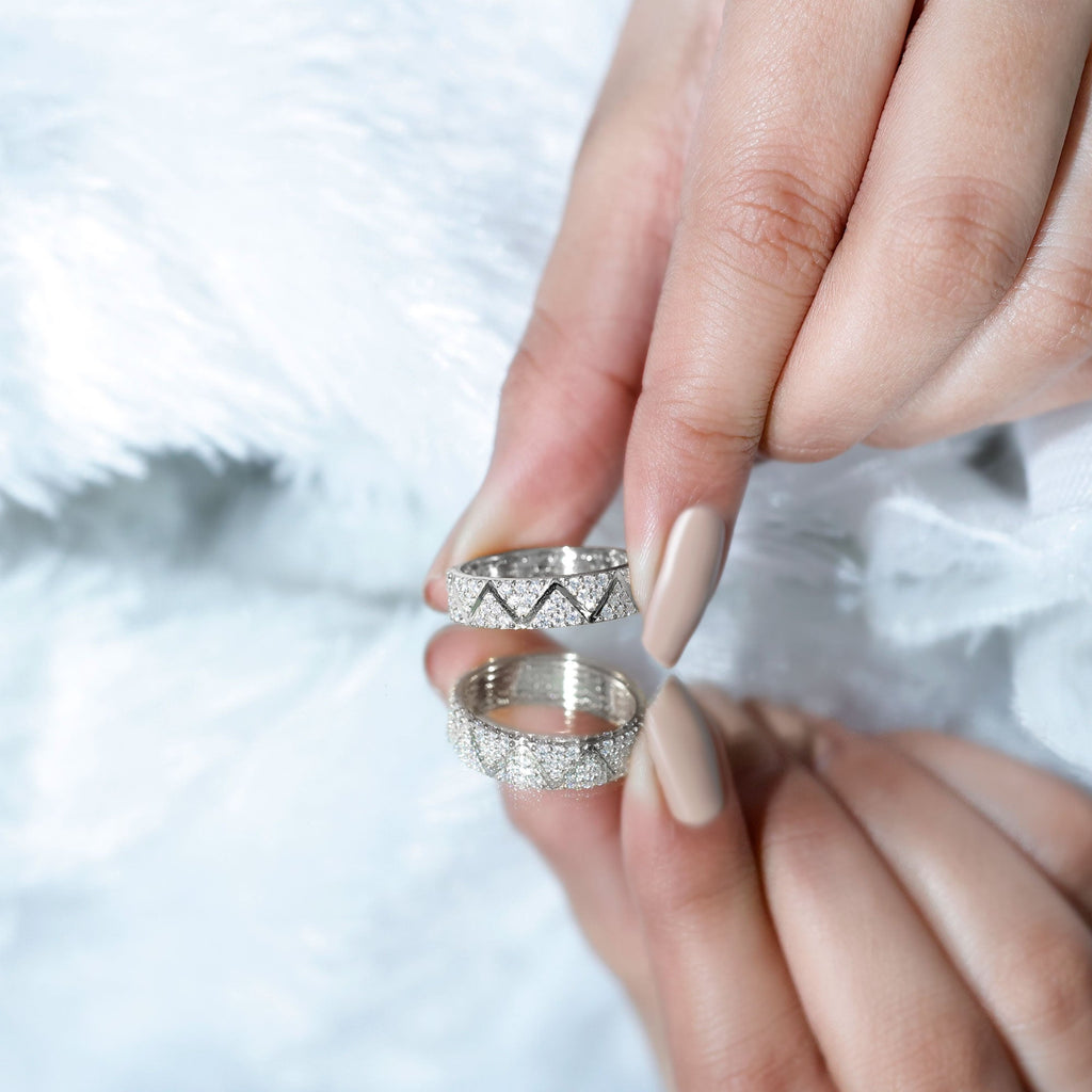 Certified Moissanite Wide Eternity Band Ring