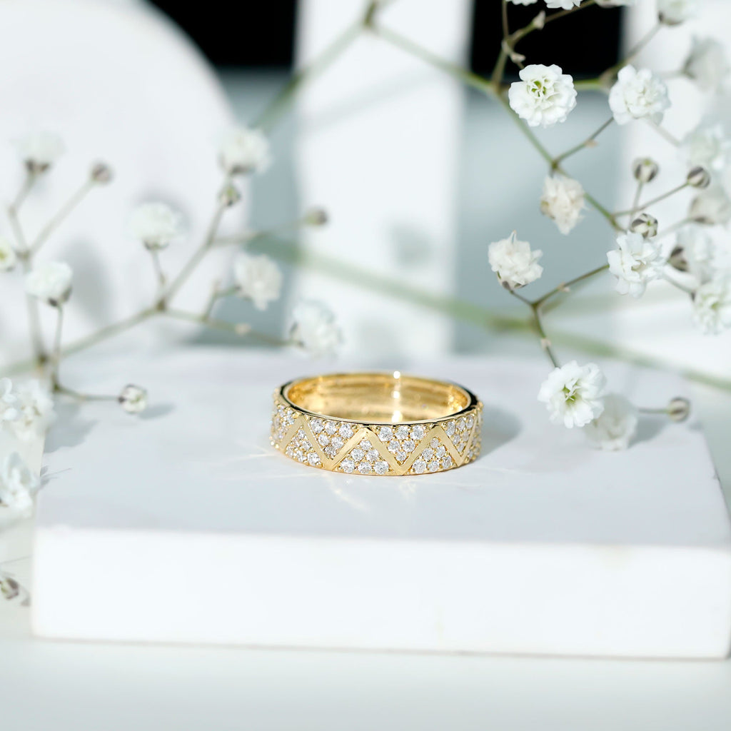 Certified Moissanite Wide Eternity Band Ring