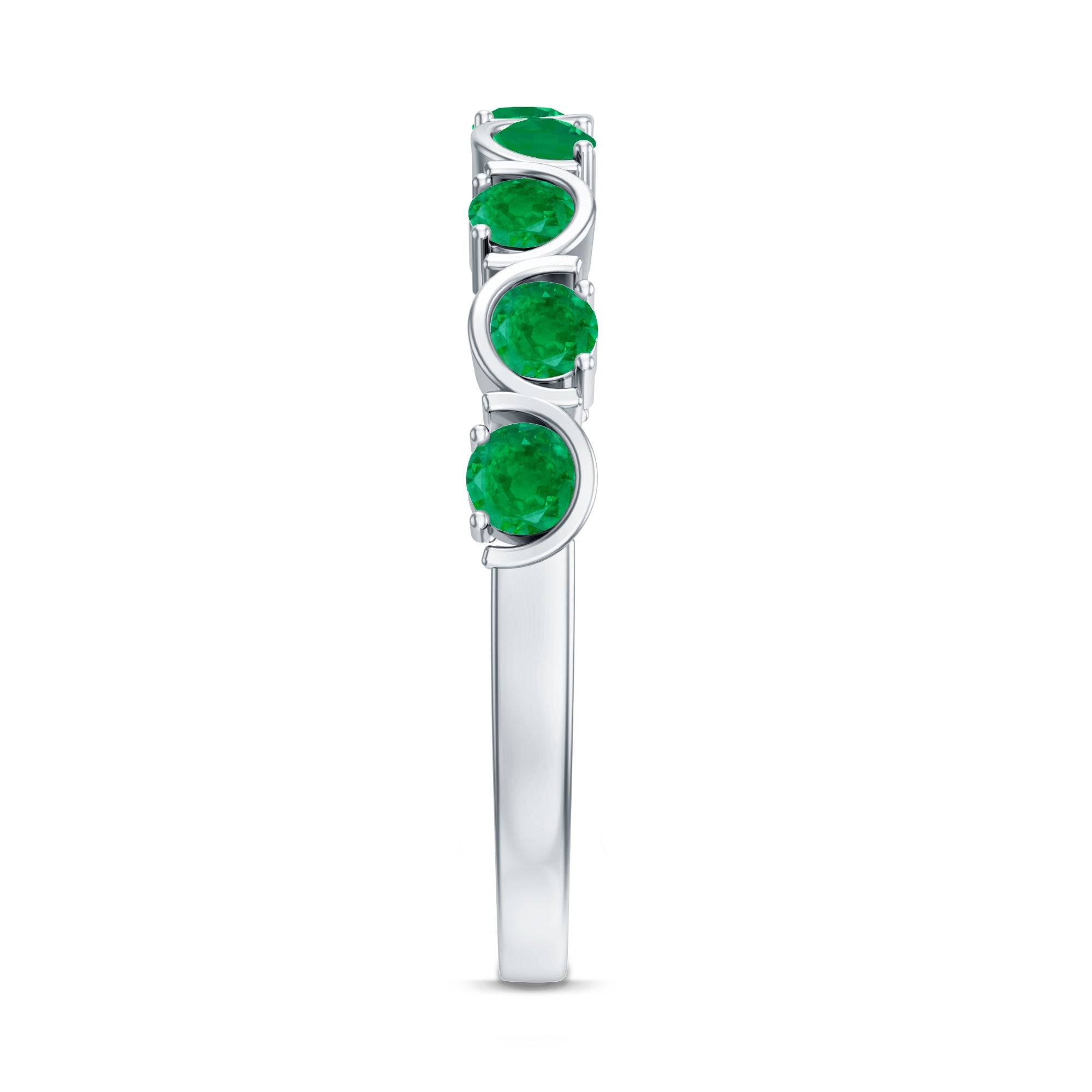Natural Green Emerald Half Eternity Stackable Ring
