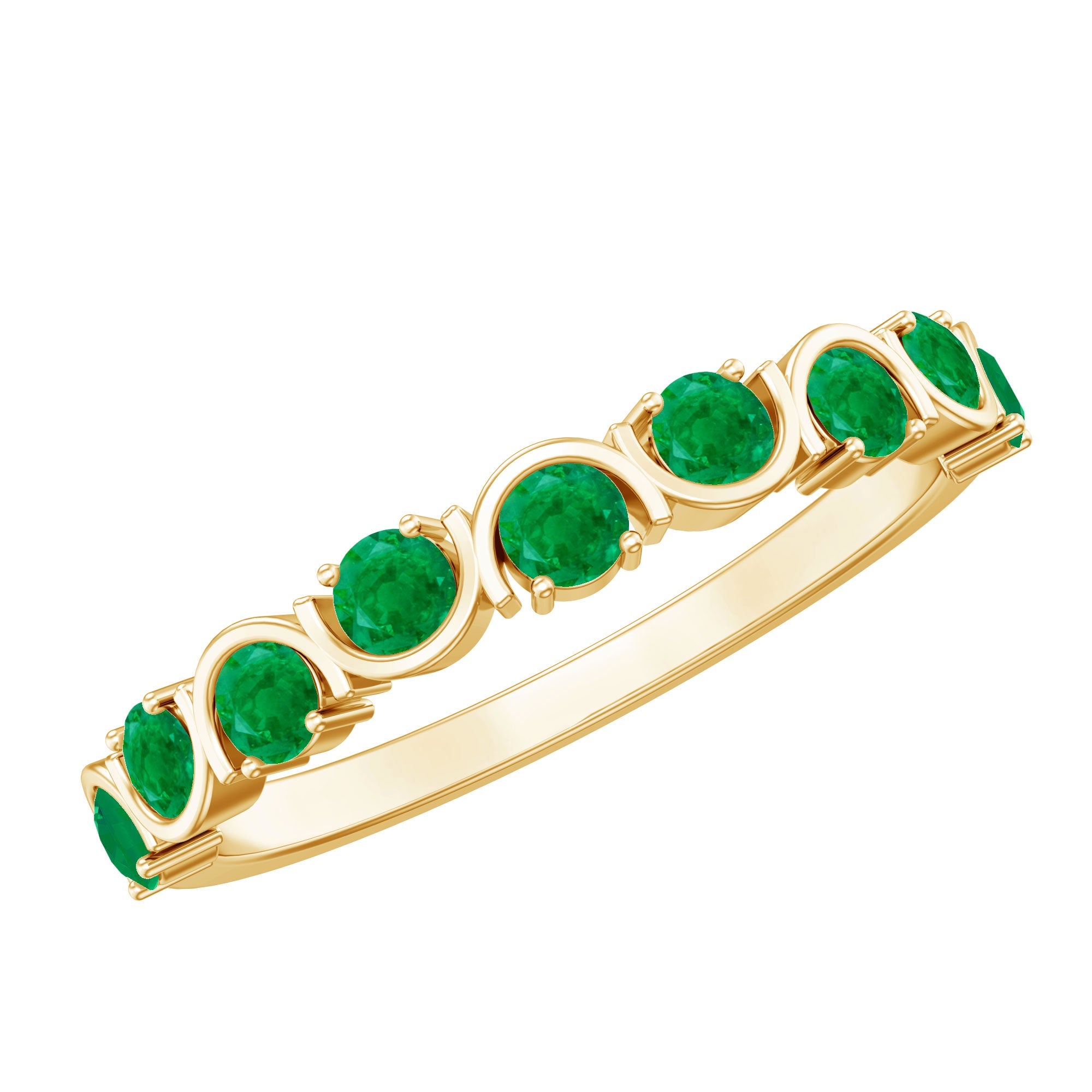 Natural Green Emerald Half Eternity Stackable Ring | Rings | Wiccan Center