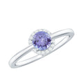 Natural Tanzanite Engagement Ring with Diamond Halo