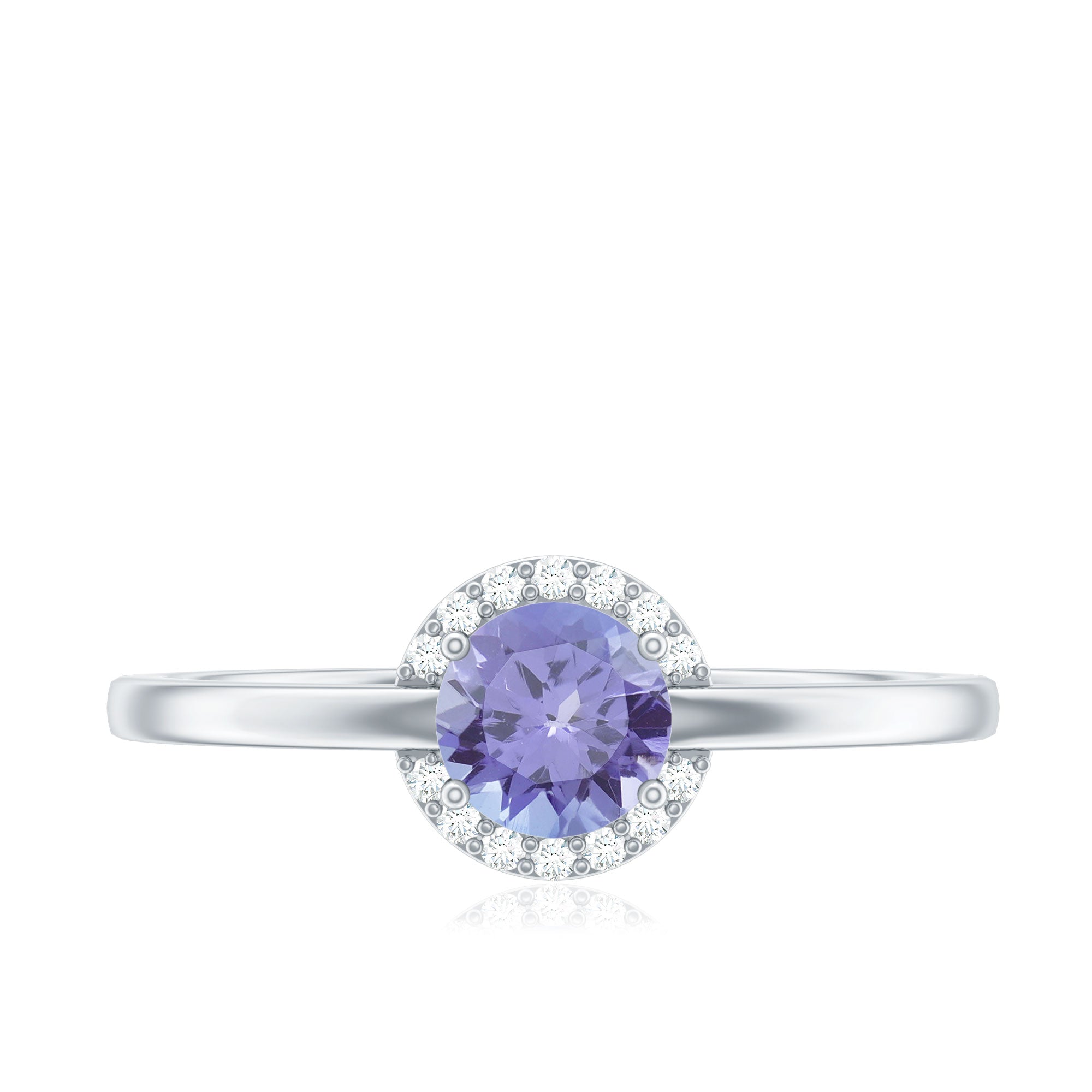 Natural Tanzanite Engagement Ring with Diamond Halo