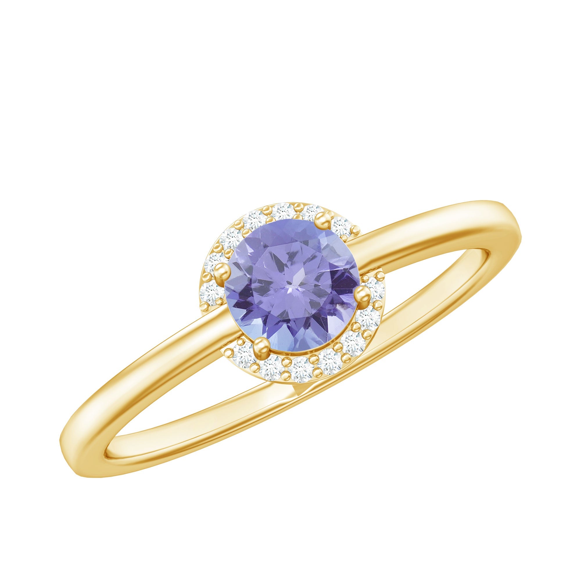 Natural Tanzanite Engagement Ring with Diamond Halo | Rings | Wiccan Center