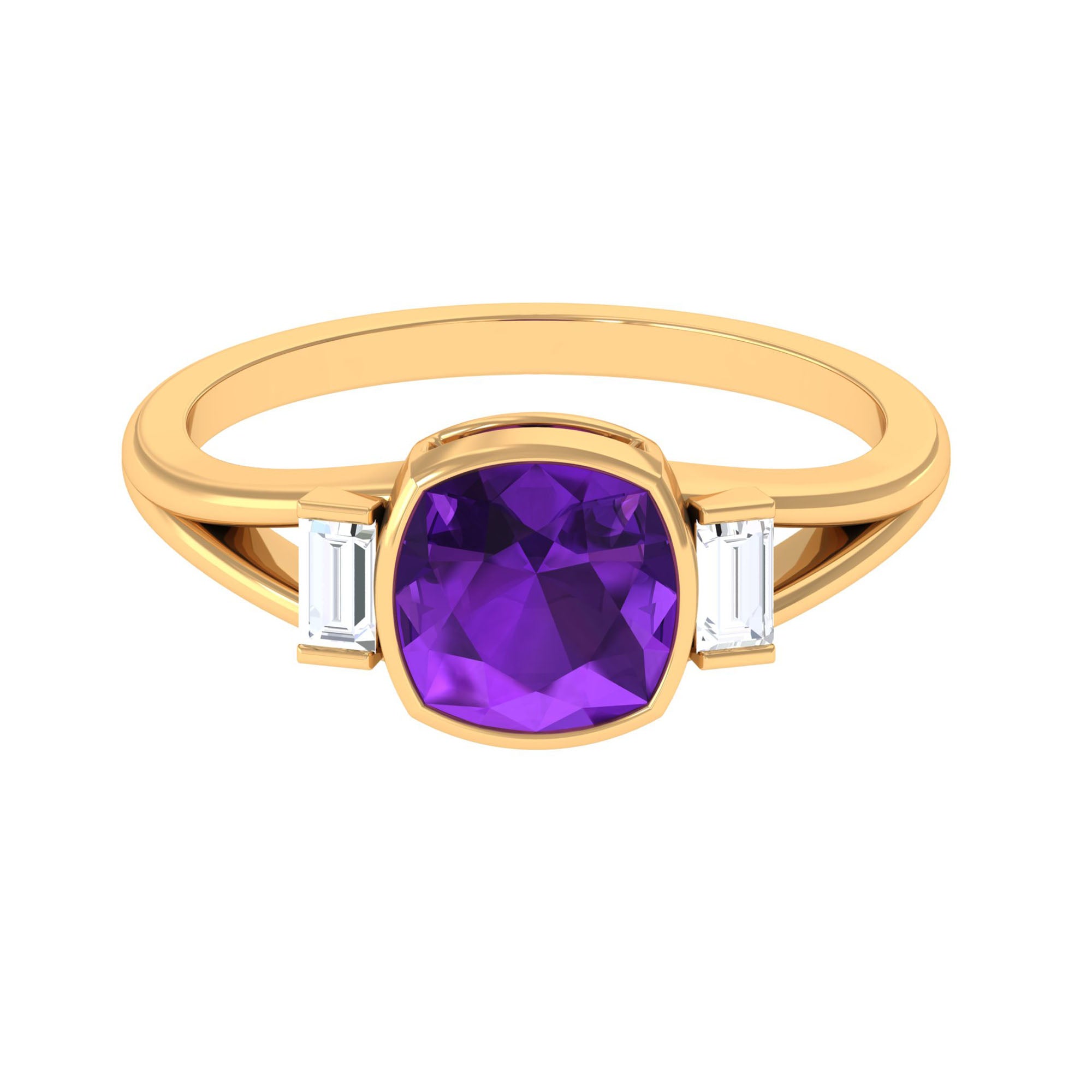 Genuine 2 Carat Amethyst Cushion Cut Engagement Ring with Diamond | Rings | Wiccan Center
