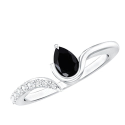 Pear Shaped Black Onyx Promise Ring with Diamonds | Rings | Wiccan Center