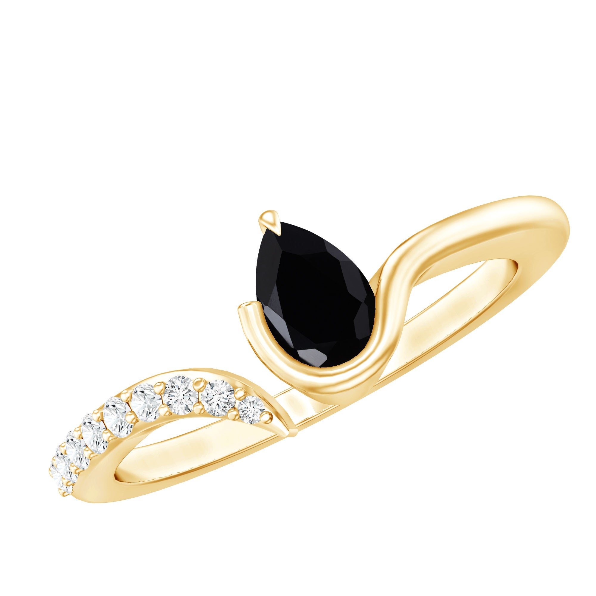 Pear Shaped Black Onyx Promise Ring with Diamonds | Rings | Wiccan Center