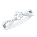 Minimal Diamond Engagement Ring with Crossover Shank