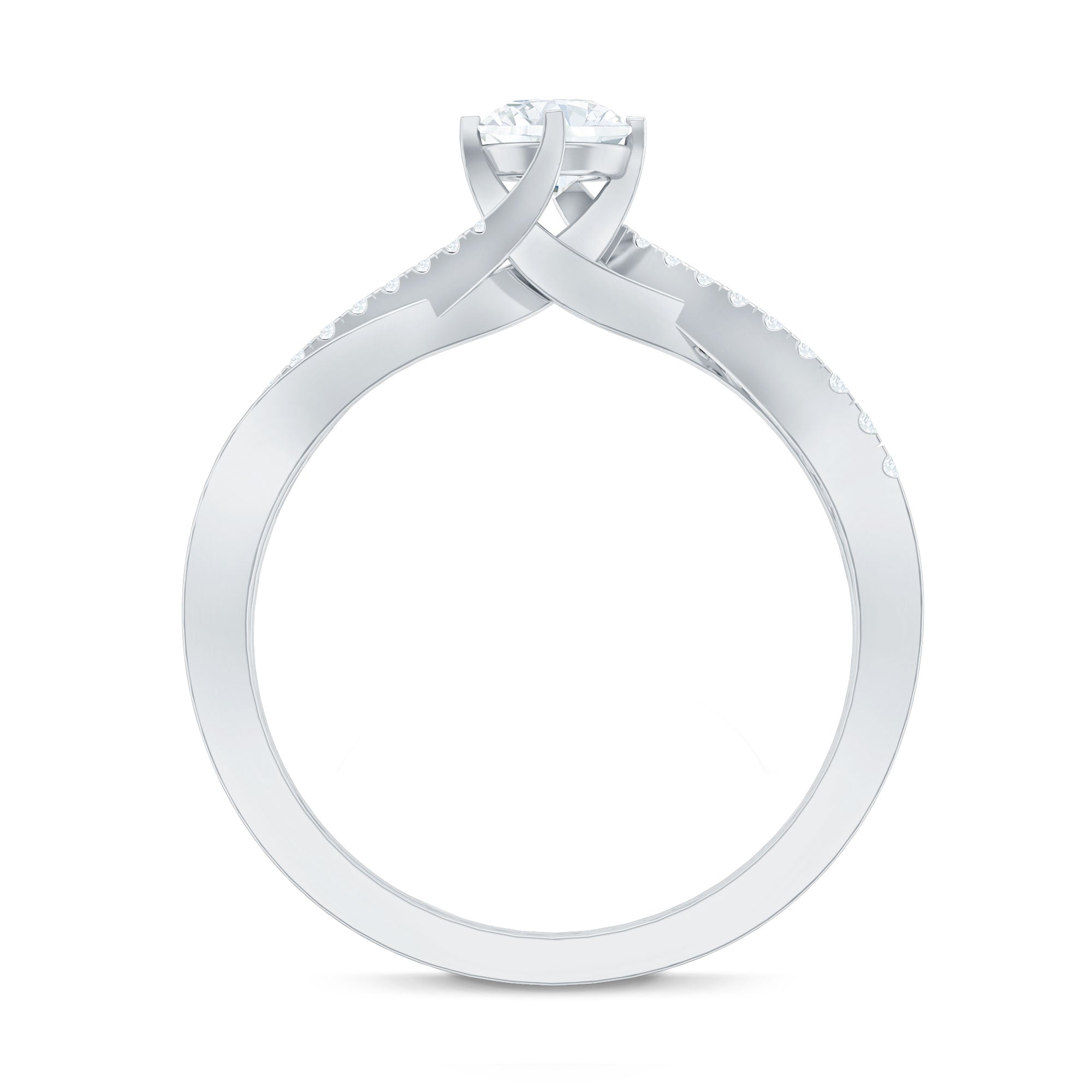 Minimal Diamond Engagement Ring with Crossover Shank