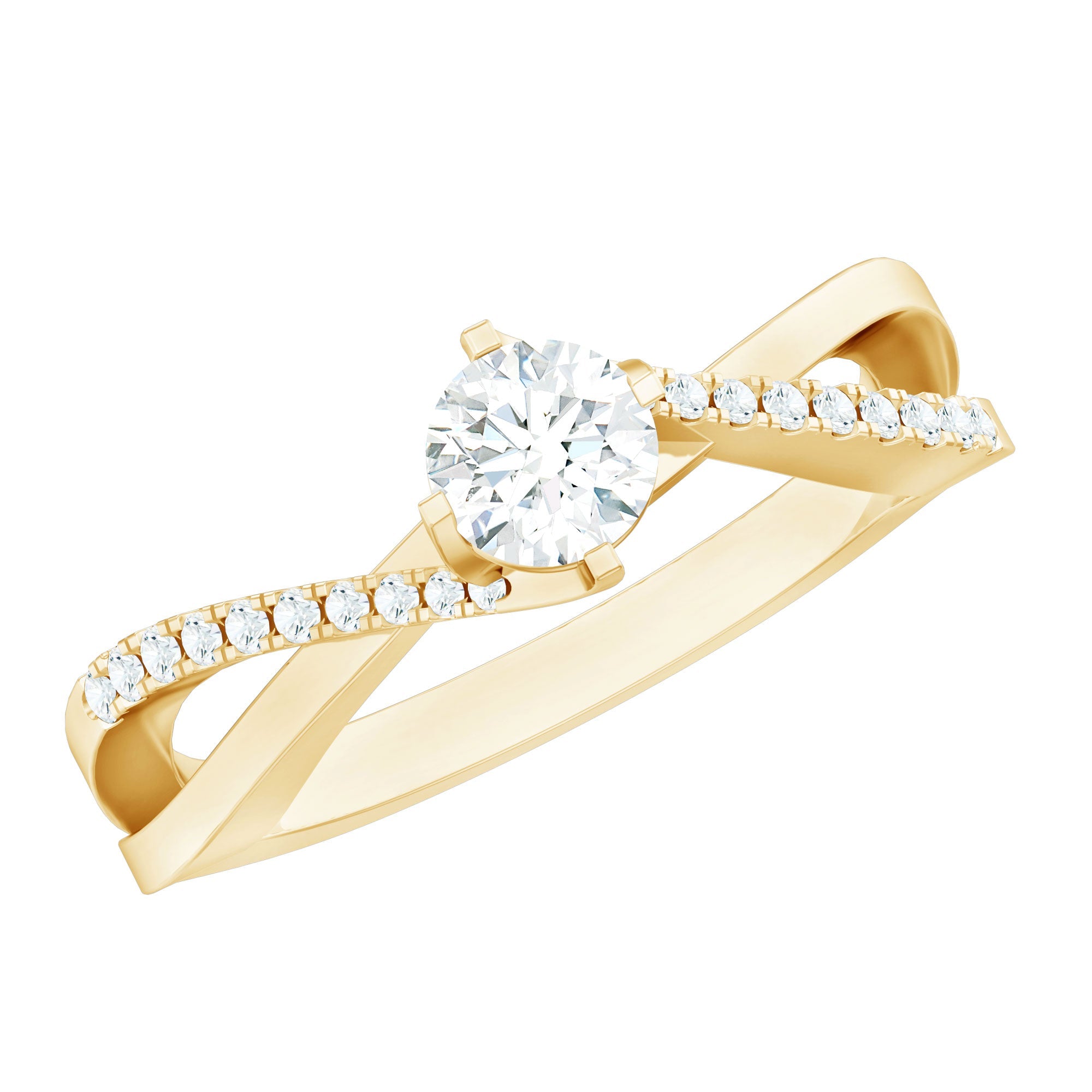 Minimal Diamond Engagement Ring with Crossover Shank | Rings | Wiccan Center