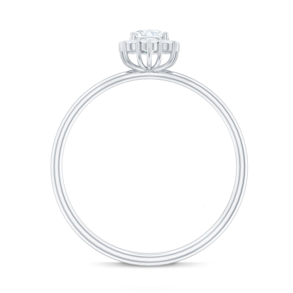 Minimal Real Diamond Engagement Ring with Halo