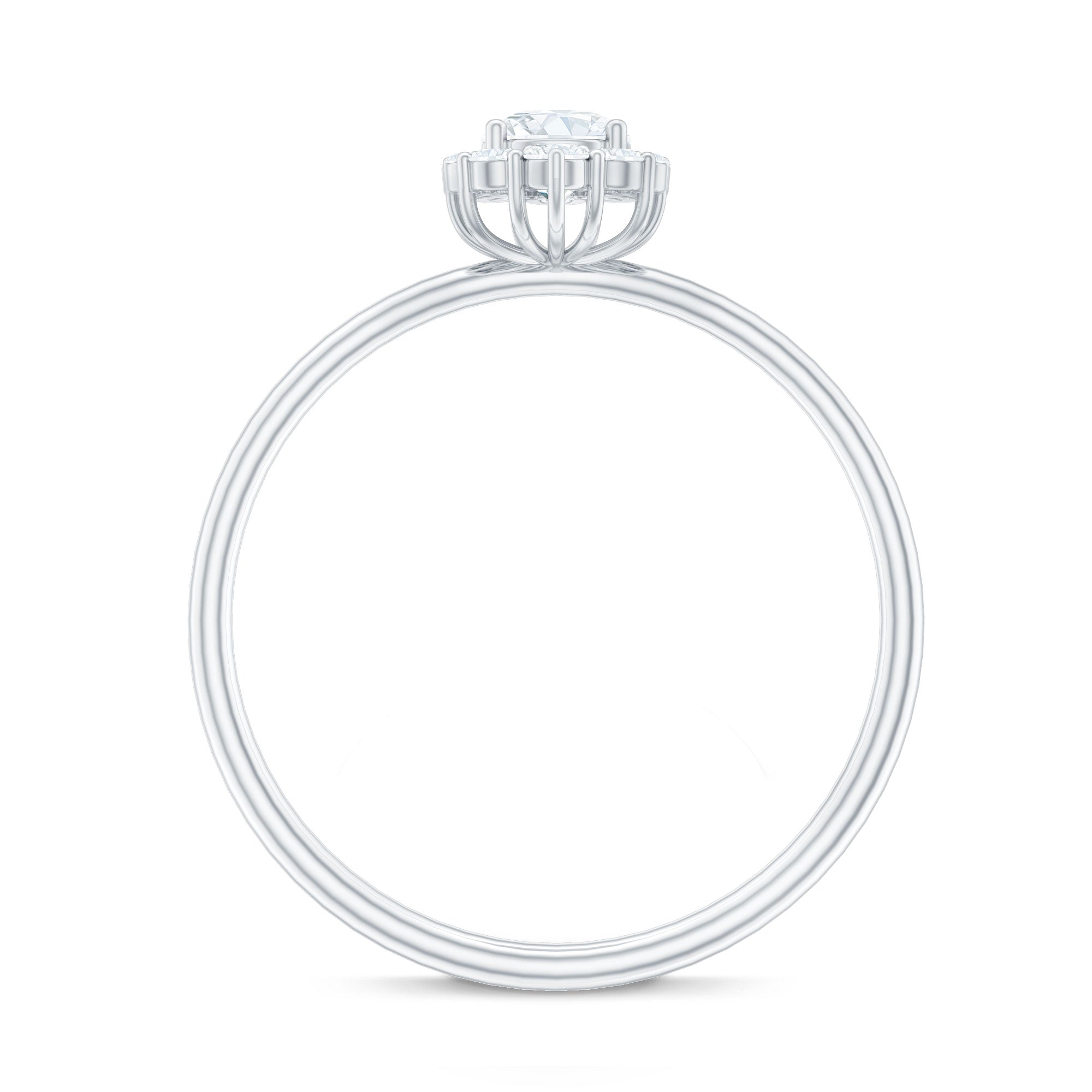 Minimal Real Diamond Engagement Ring with Halo