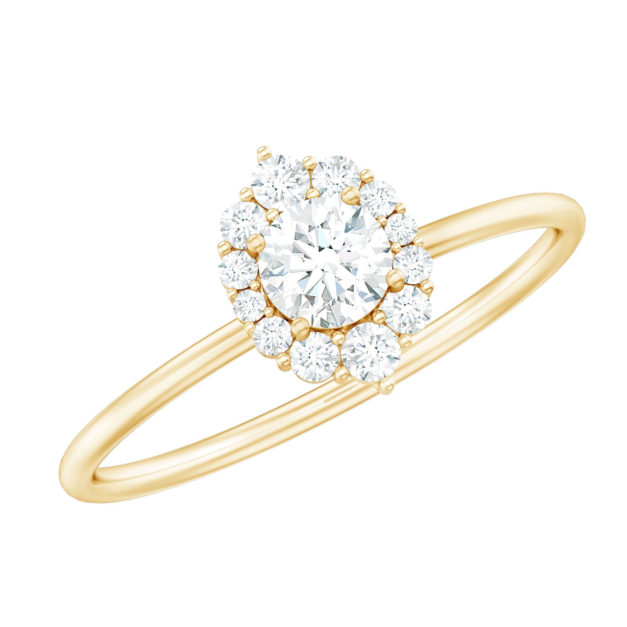 Minimal Real Diamond Engagement Ring with Halo | Rings | Wiccan Center