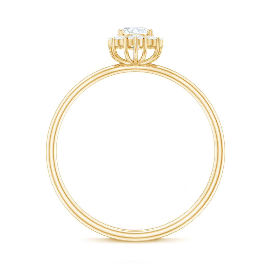 Minimal Real Diamond Engagement Ring with Halo