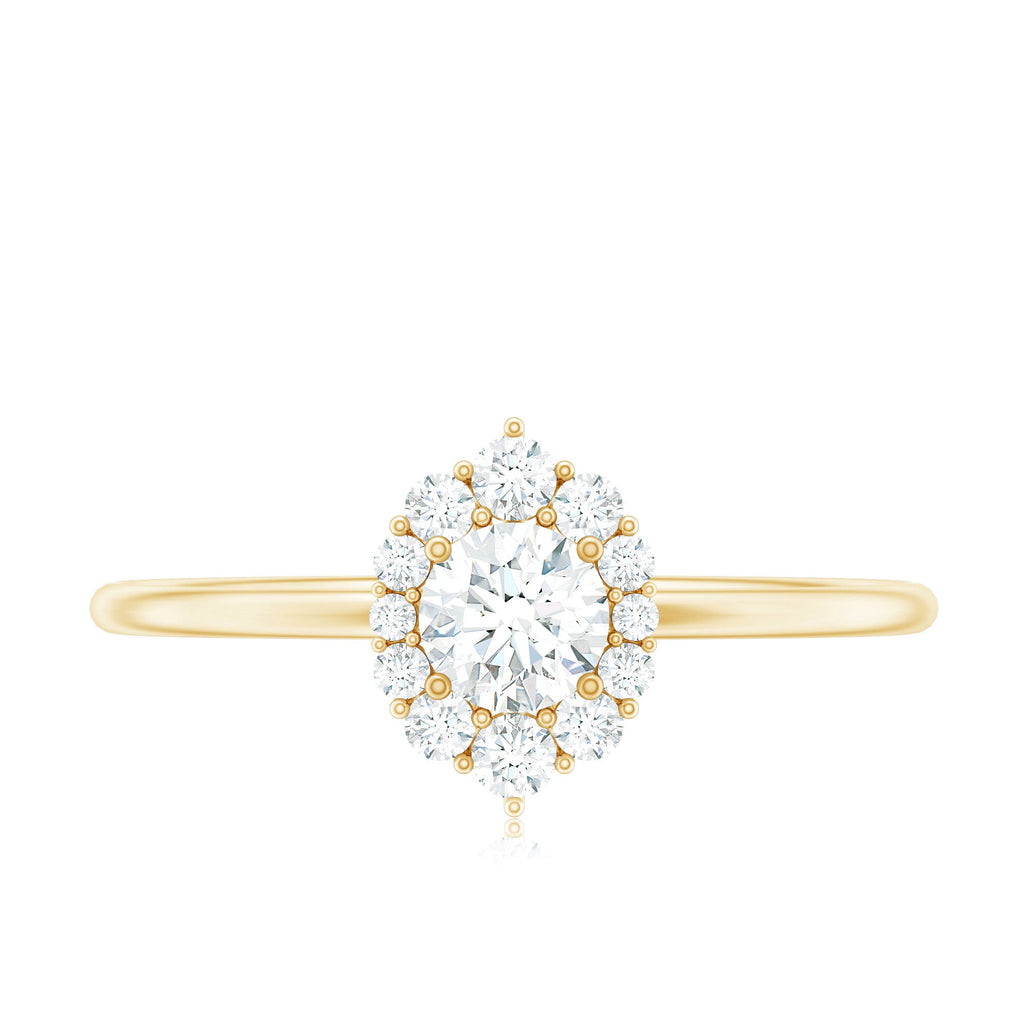 Minimal Real Diamond Engagement Ring with Halo