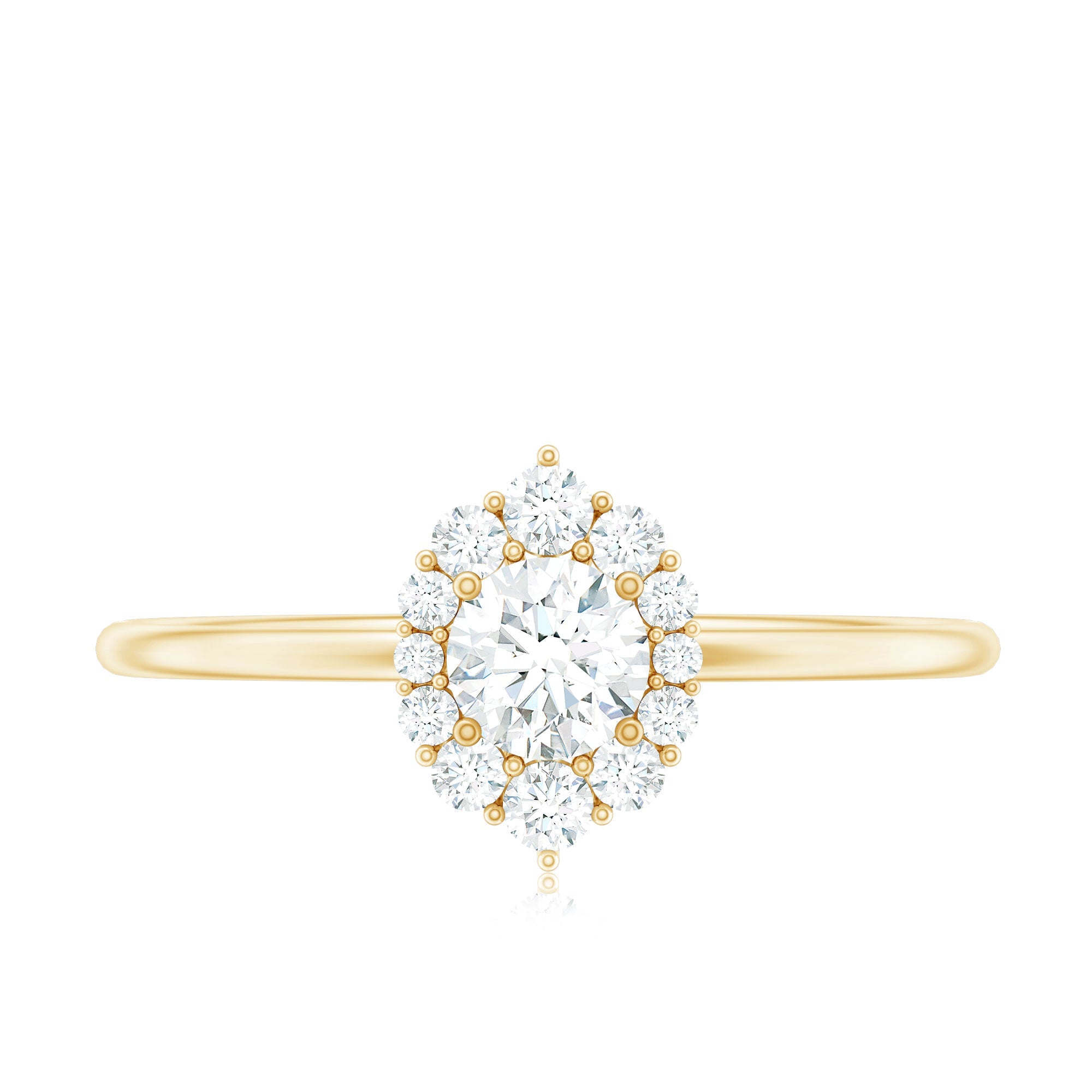 Minimal Real Diamond Engagement Ring with Halo