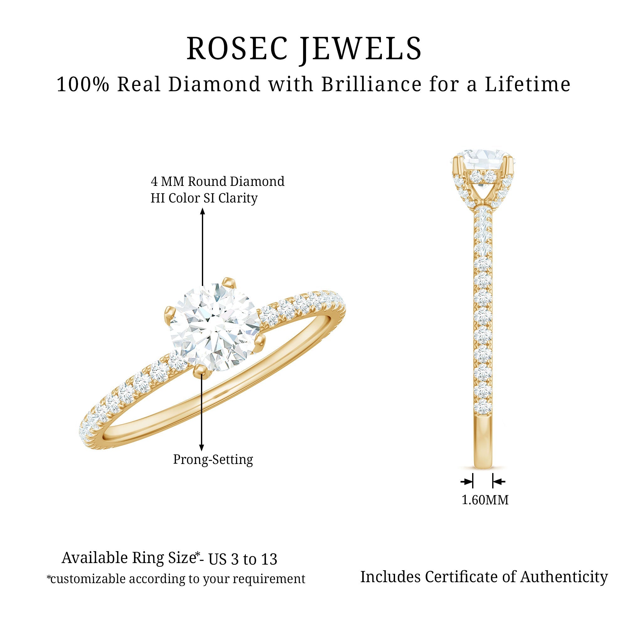 Minimalist Diamond Classic Engagement Ring